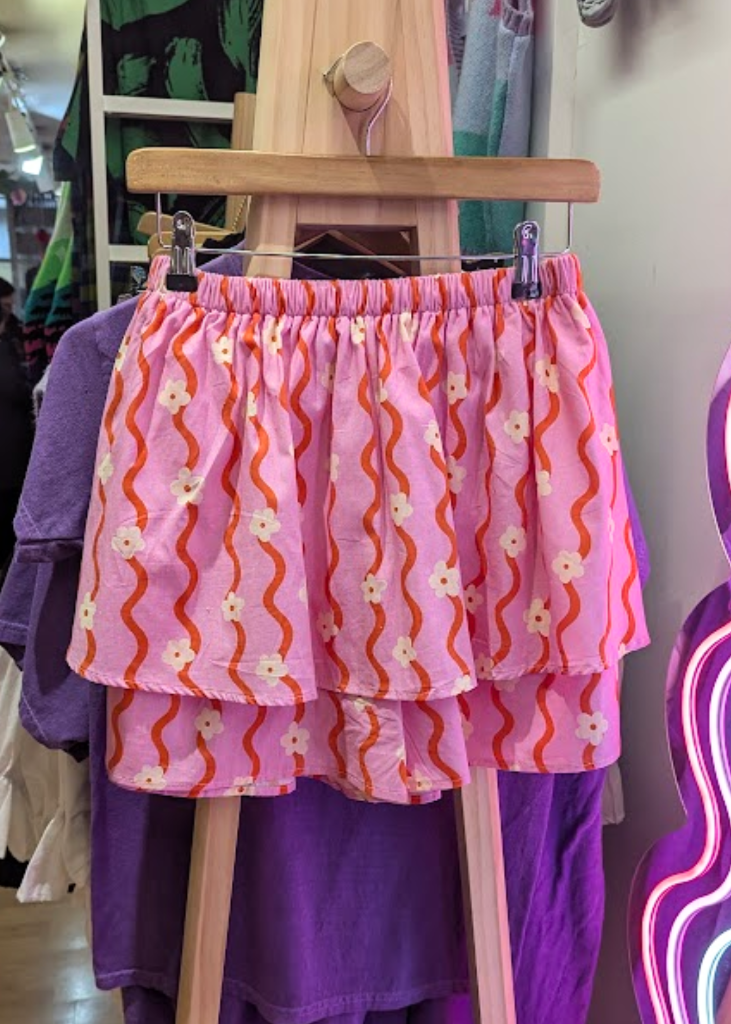 The Edit - Pink Wavy Flower Skort