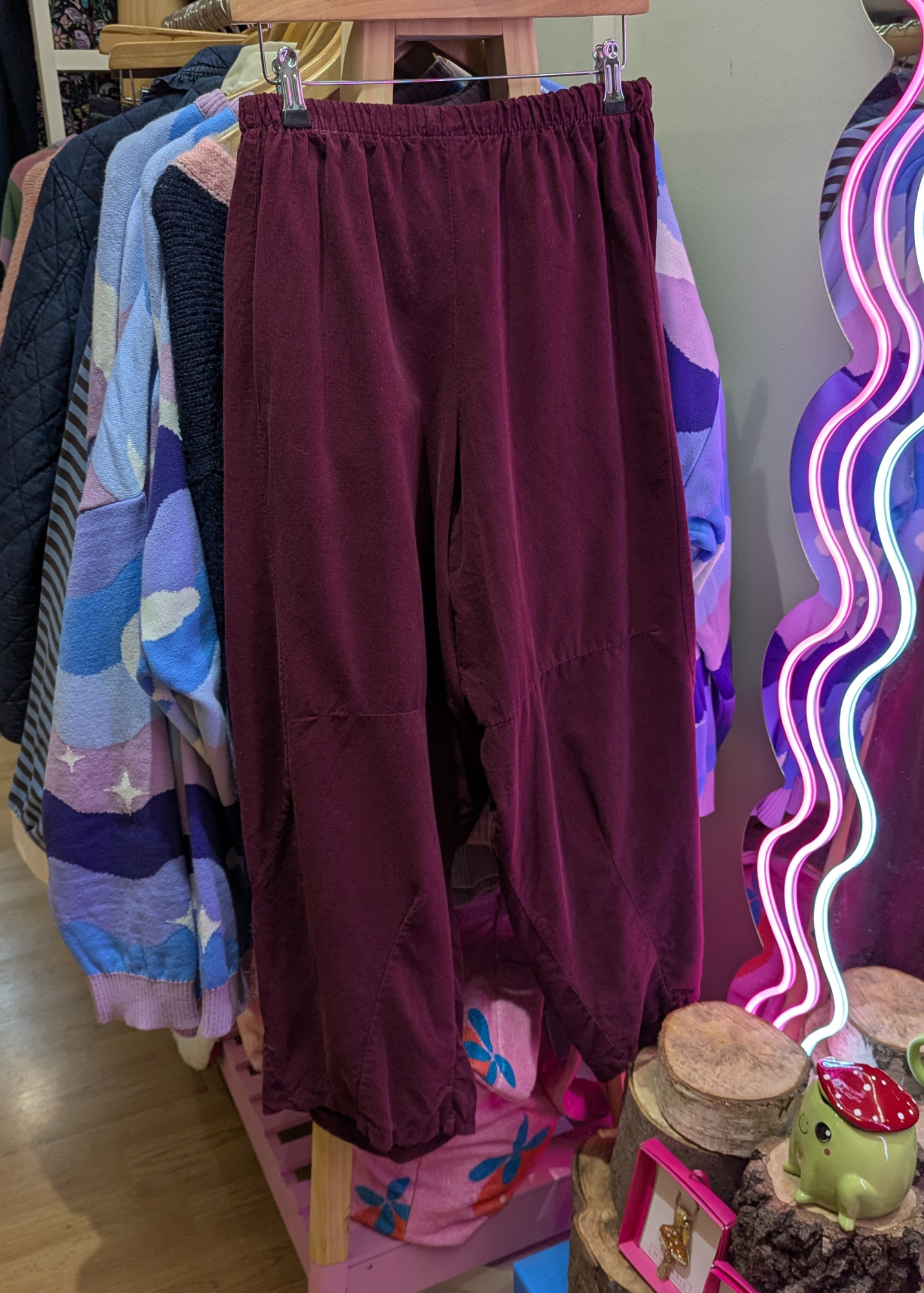 The Edit - Burgundy Needle Cord Cocoon Trousers