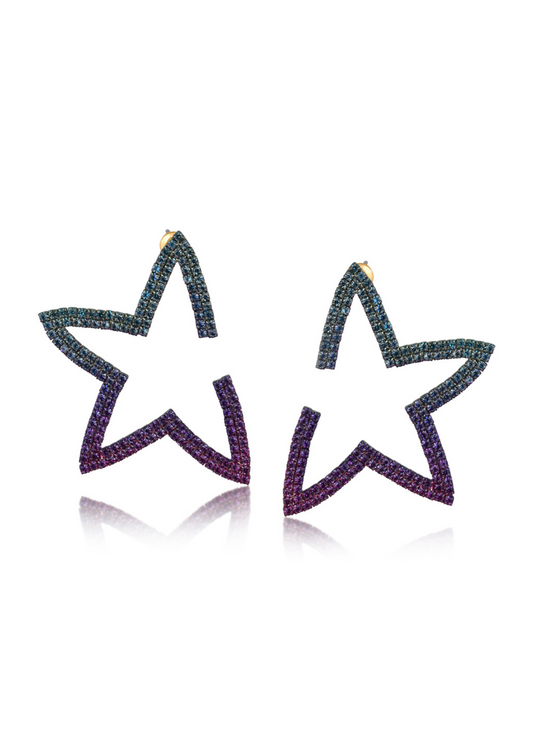 Big Metal London - Veronika Ombre Diamante Star Earrings