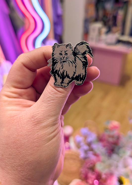 The Edit - Silver Fluffy Cat Brooch