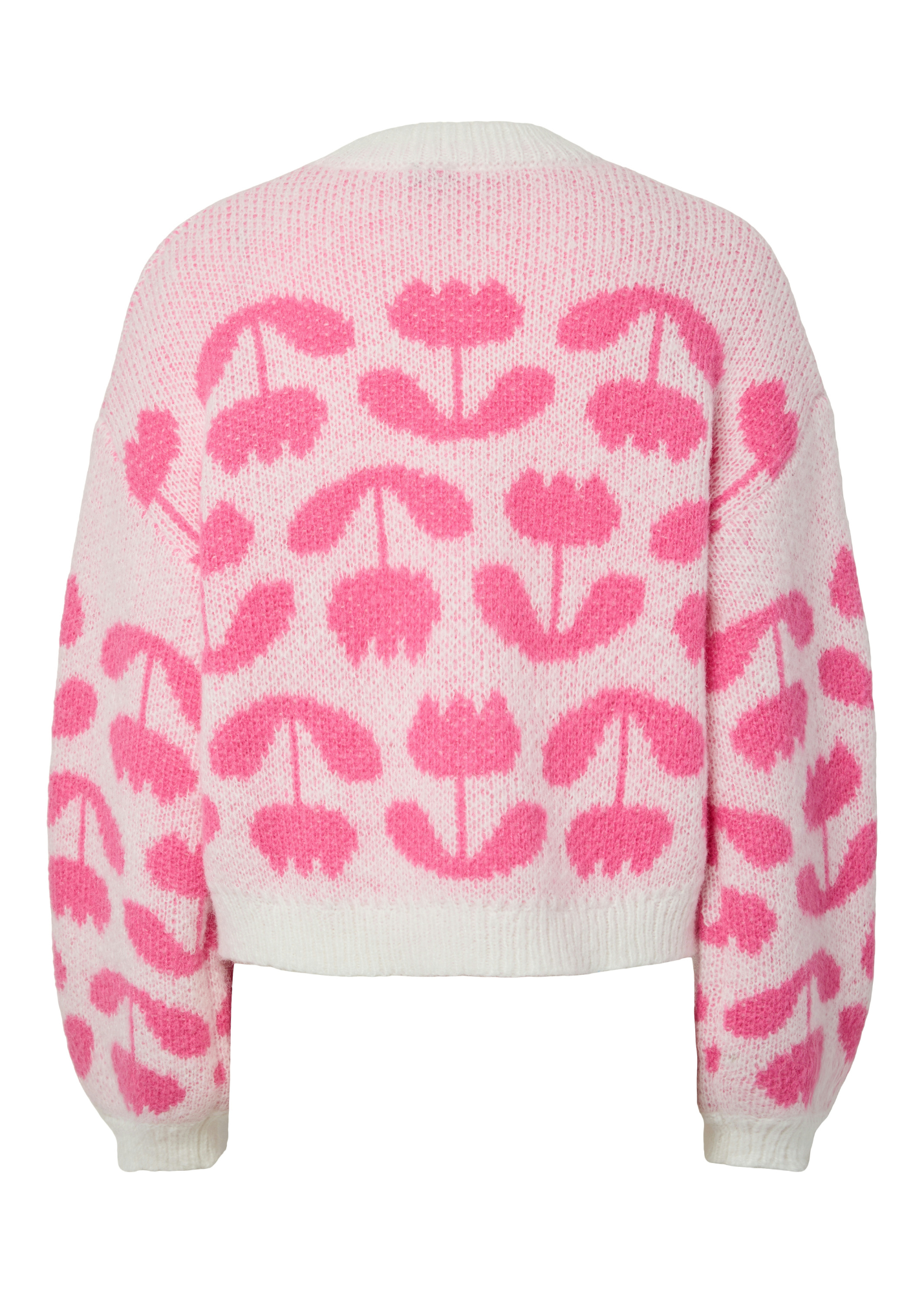 Pieces - Pink Flowers Jacquard Knit Jumper
