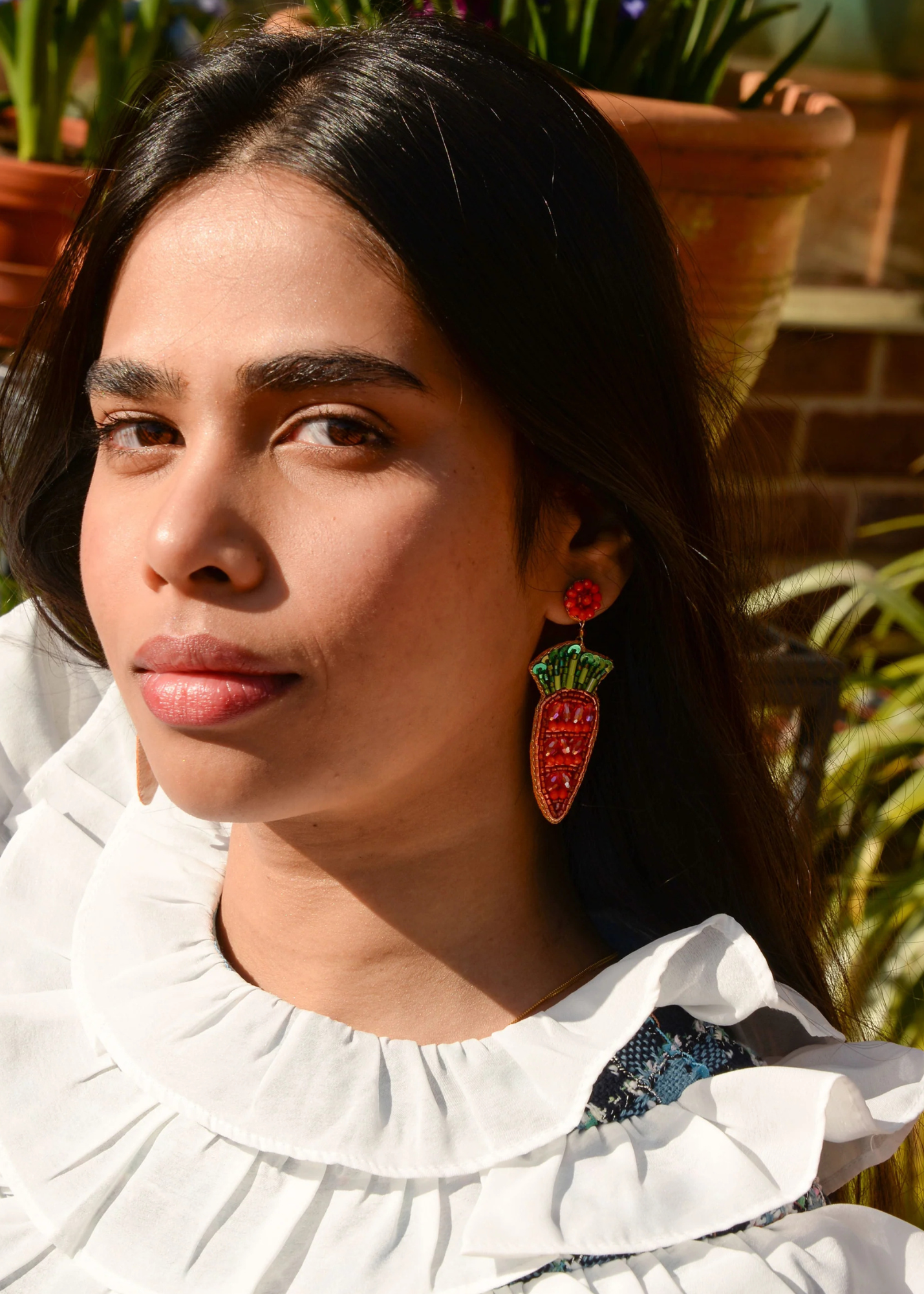 My Doris - Beaded Orange Carrot Earrings
