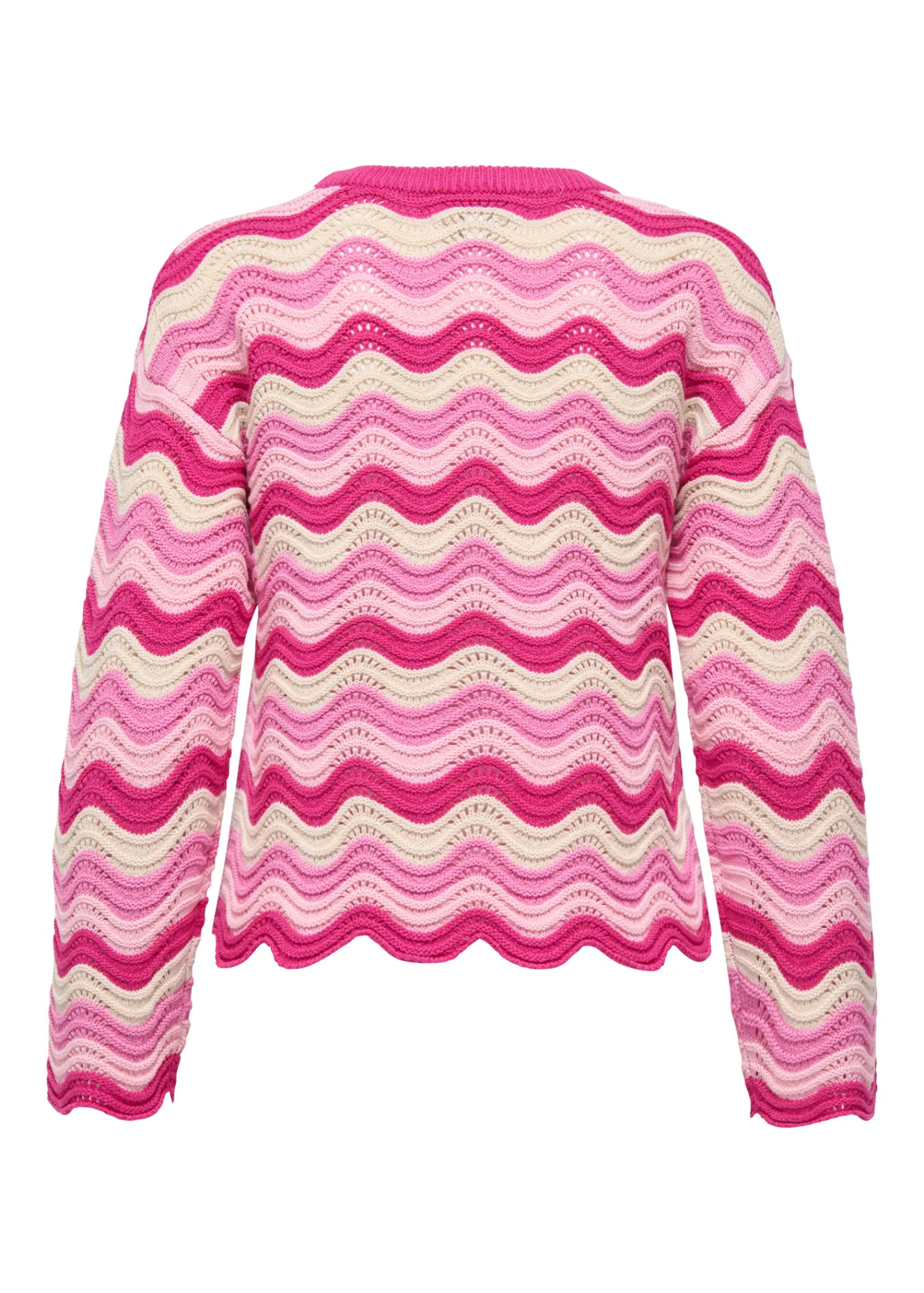 Only - Wavy Pink and Cream Wavy Knit Jumper