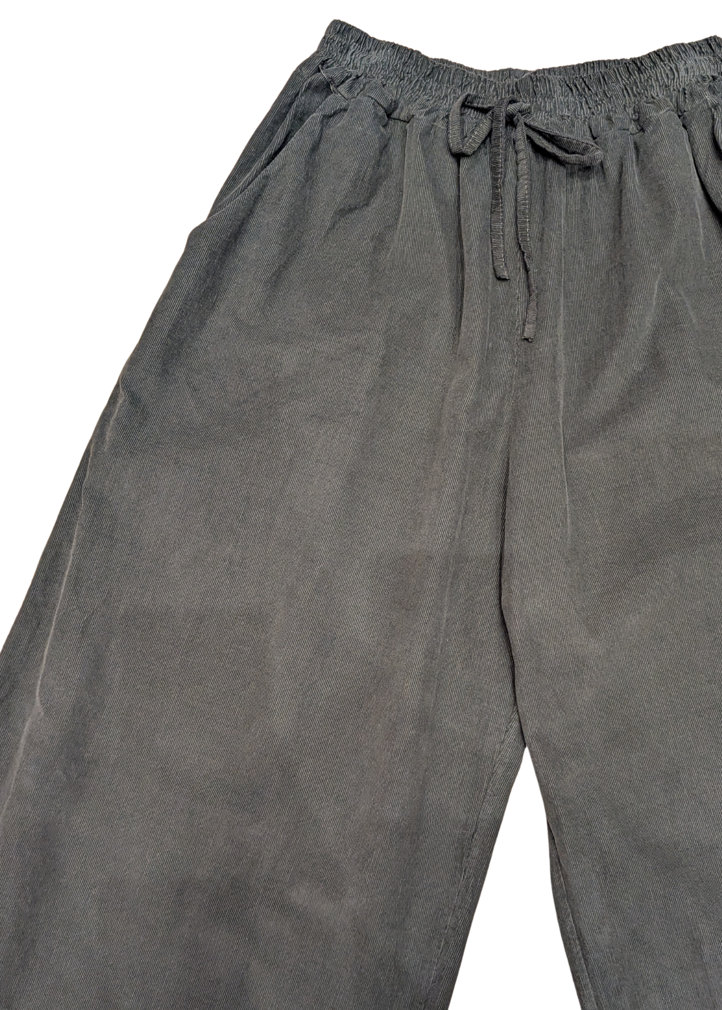 The Edit - Olive Green Corduroy Wide Leg Trousers