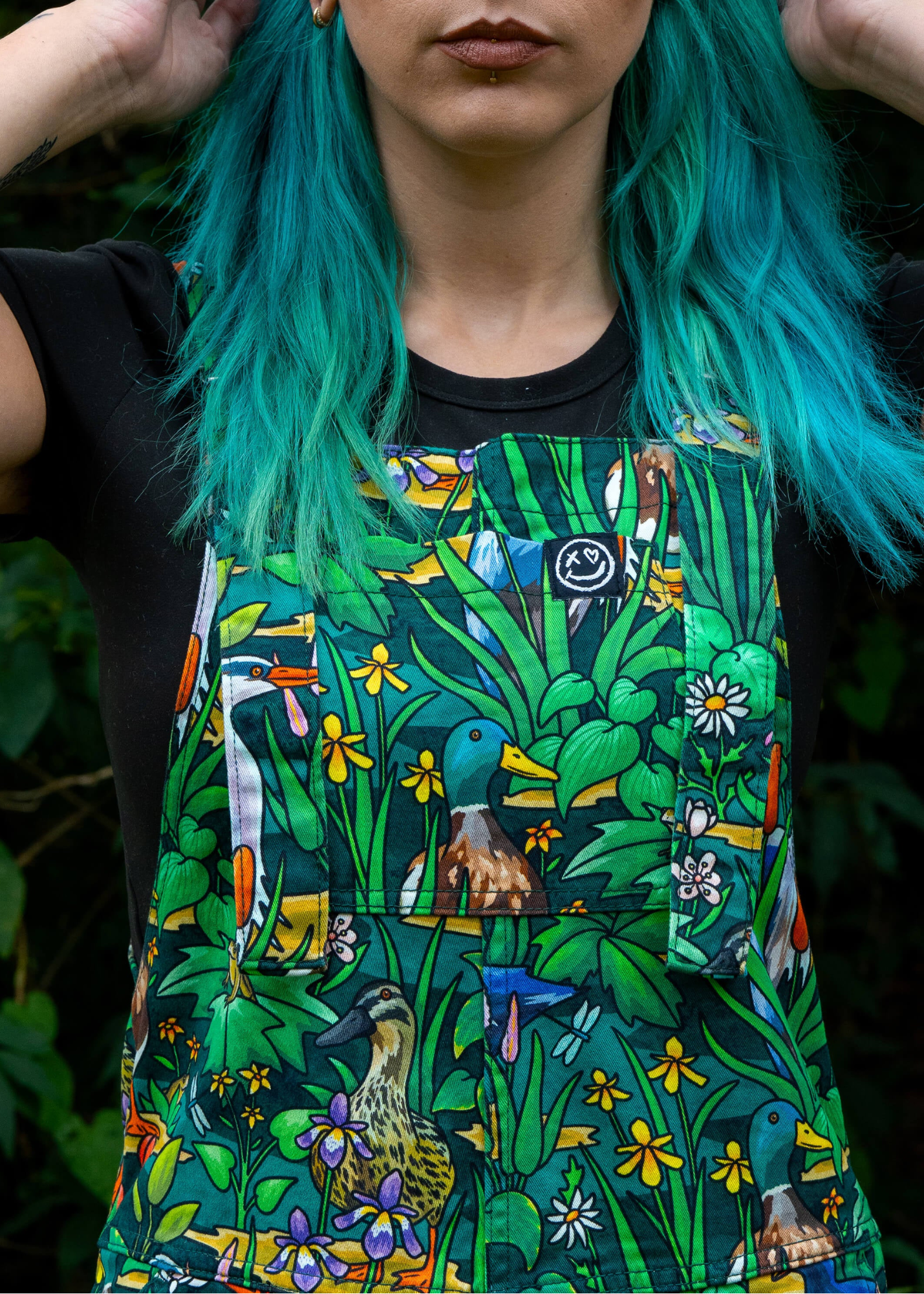 Rebel Romance - Pond Birds Stretch Dungarees