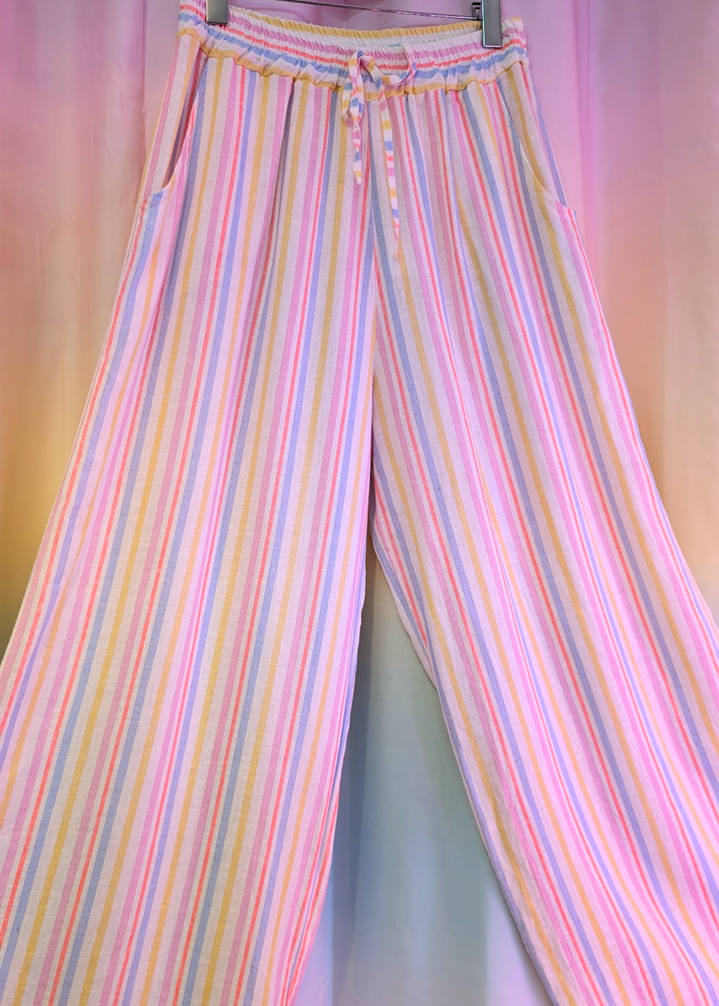 The Edit - Multicolour Vertical Stripe Linen Trousers