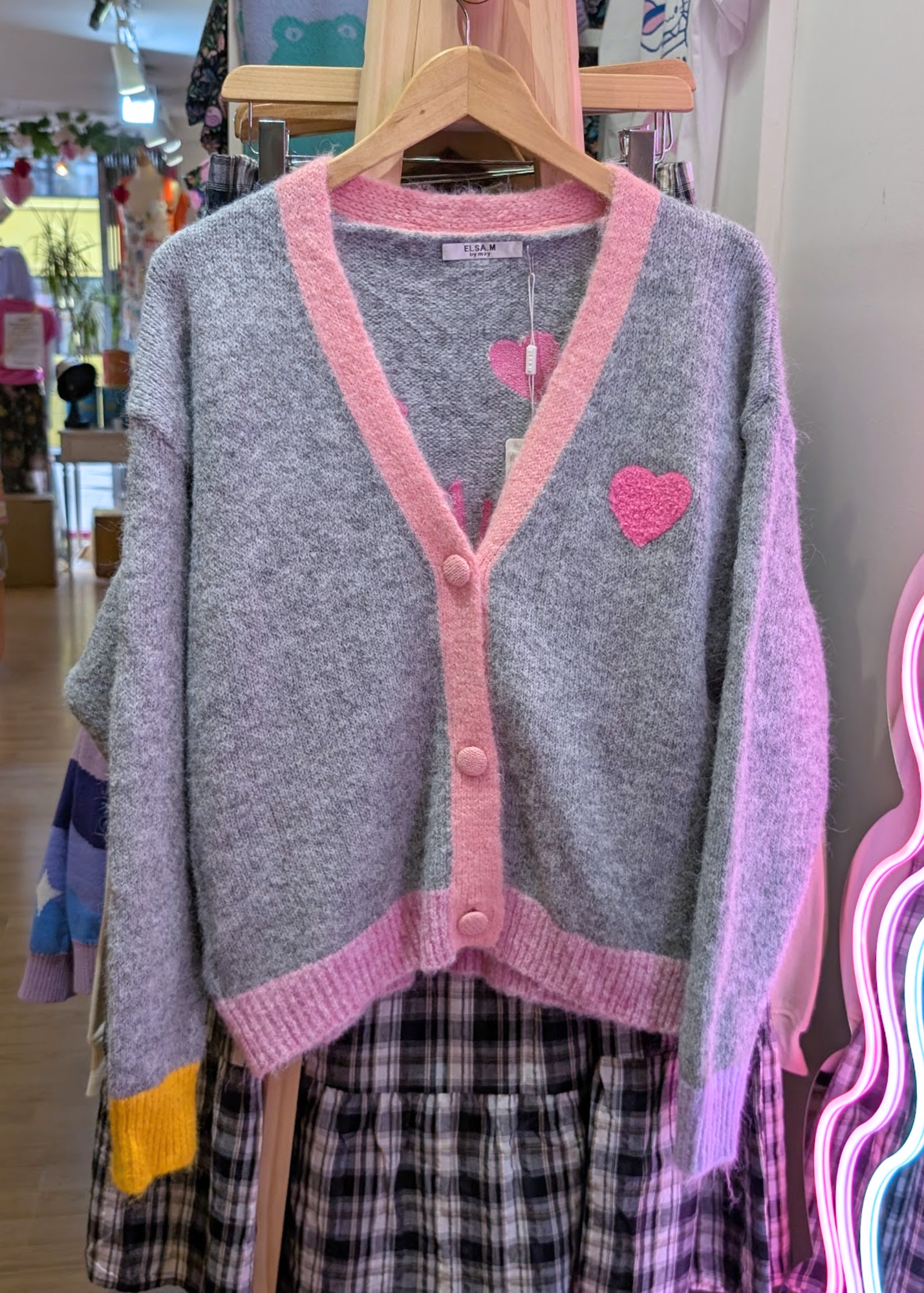 The Edit - Colourblock Love LA Cardigan in Grey