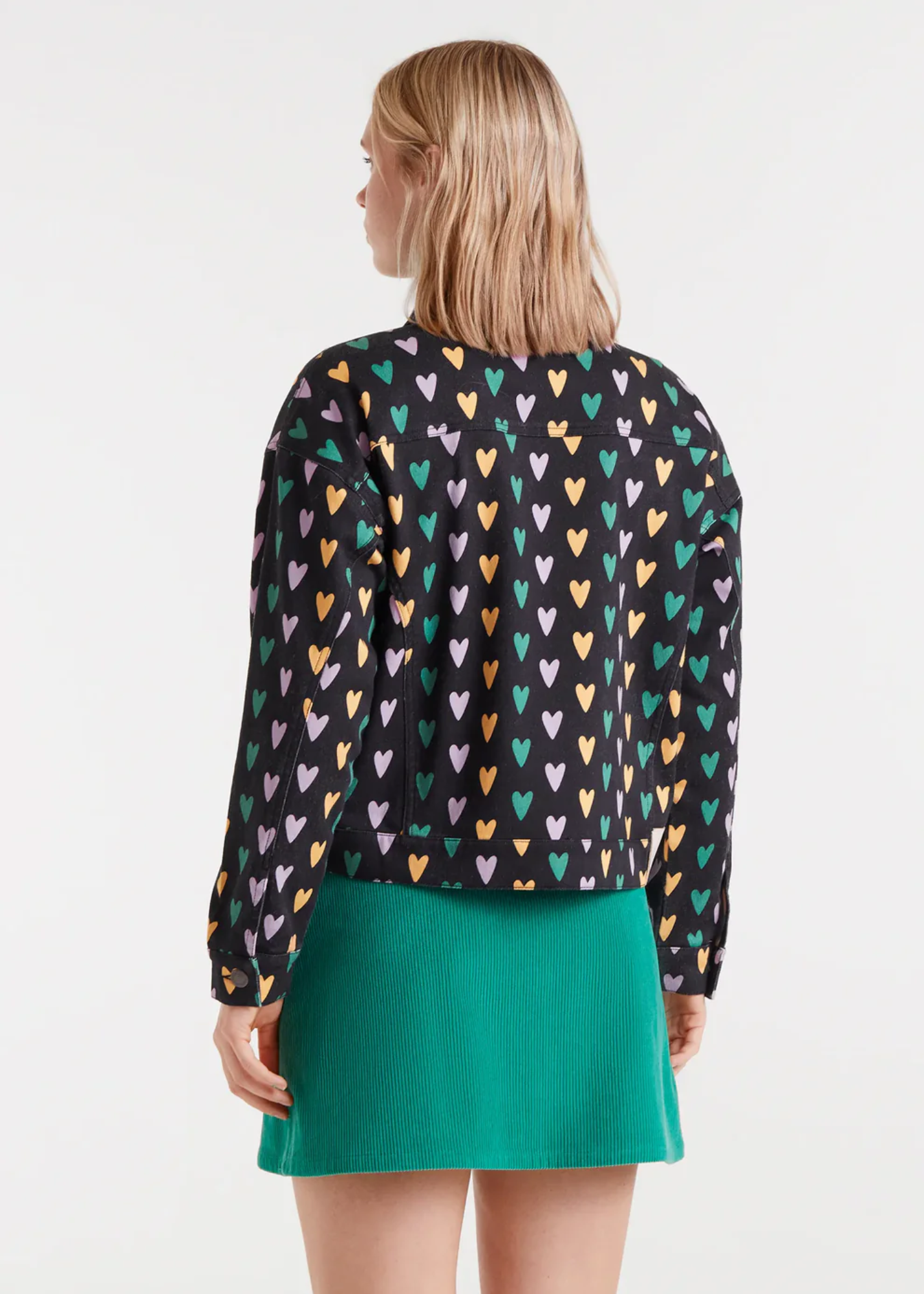 Compañia Fantastica - Pastel Heart Stretch Denim Jacket