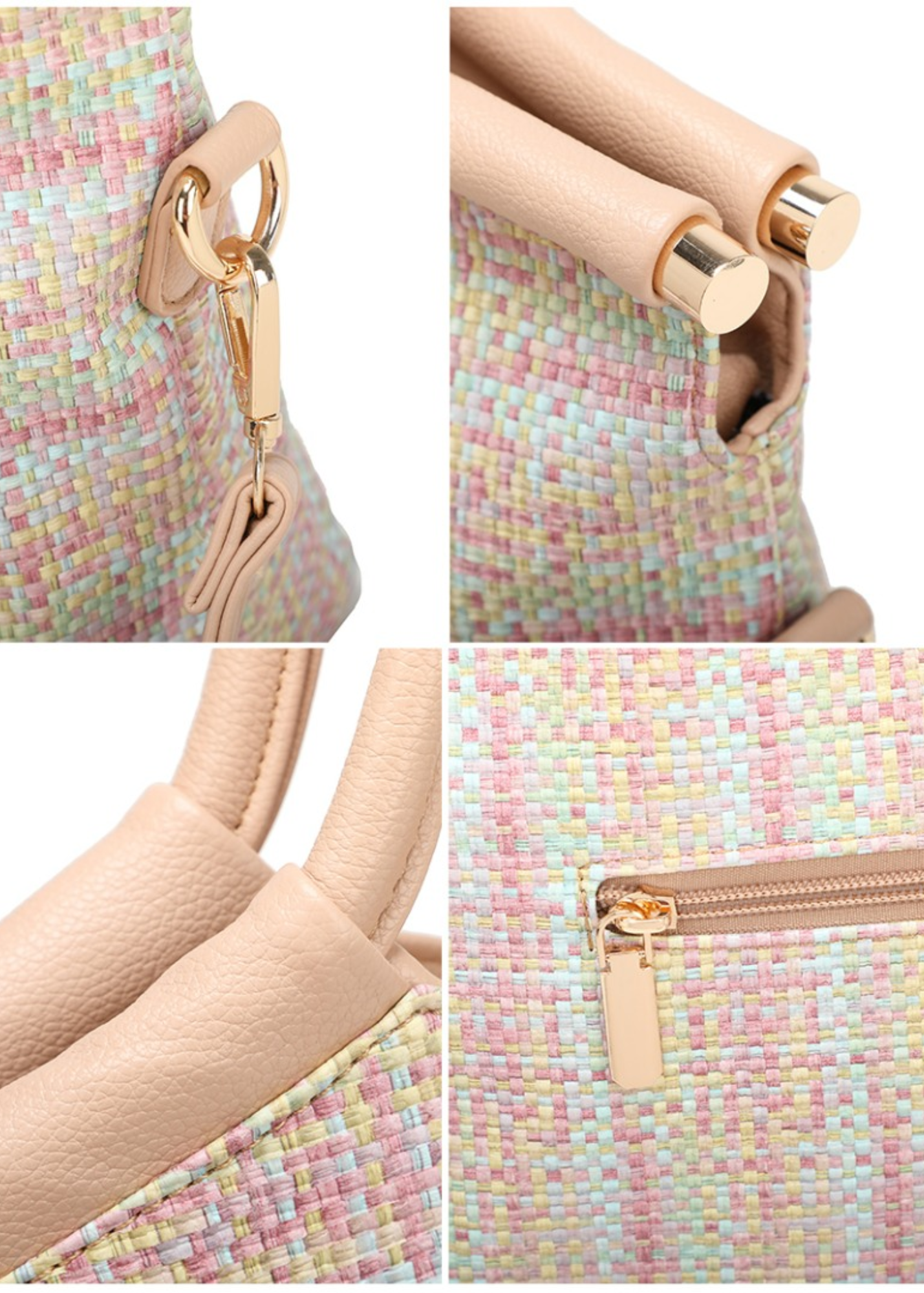 The Edit - Vintage-style Multicolour Pastel Woven Knitting-style Handbag