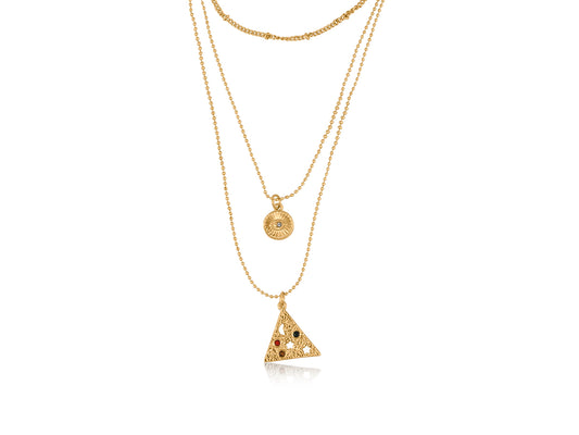 Big Metal London - Margot Mystic Charms Double Layered Necklace in Gold
