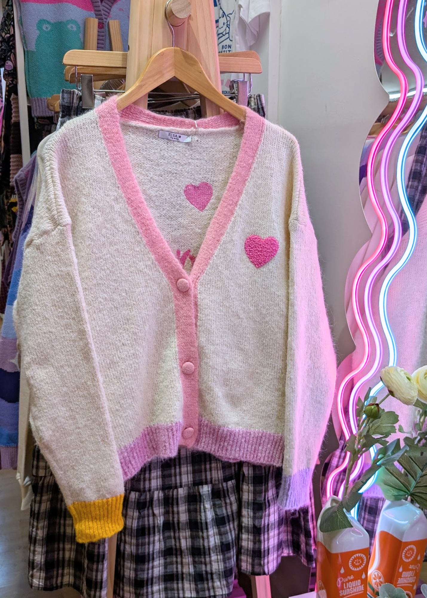 The Edit - Colourblock Love LA Cardigan in Cream