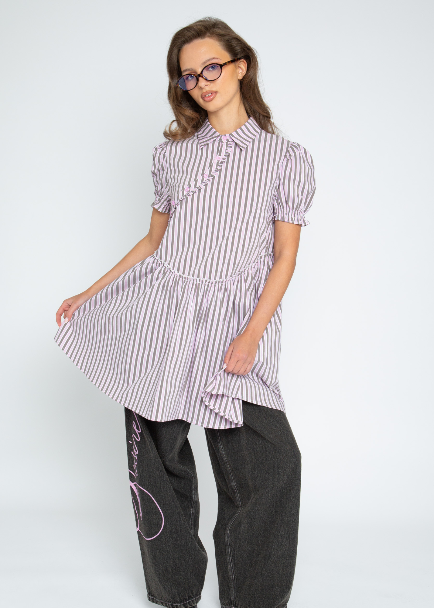 Daisy Street - Cherub Pink Stripe Mini Dress