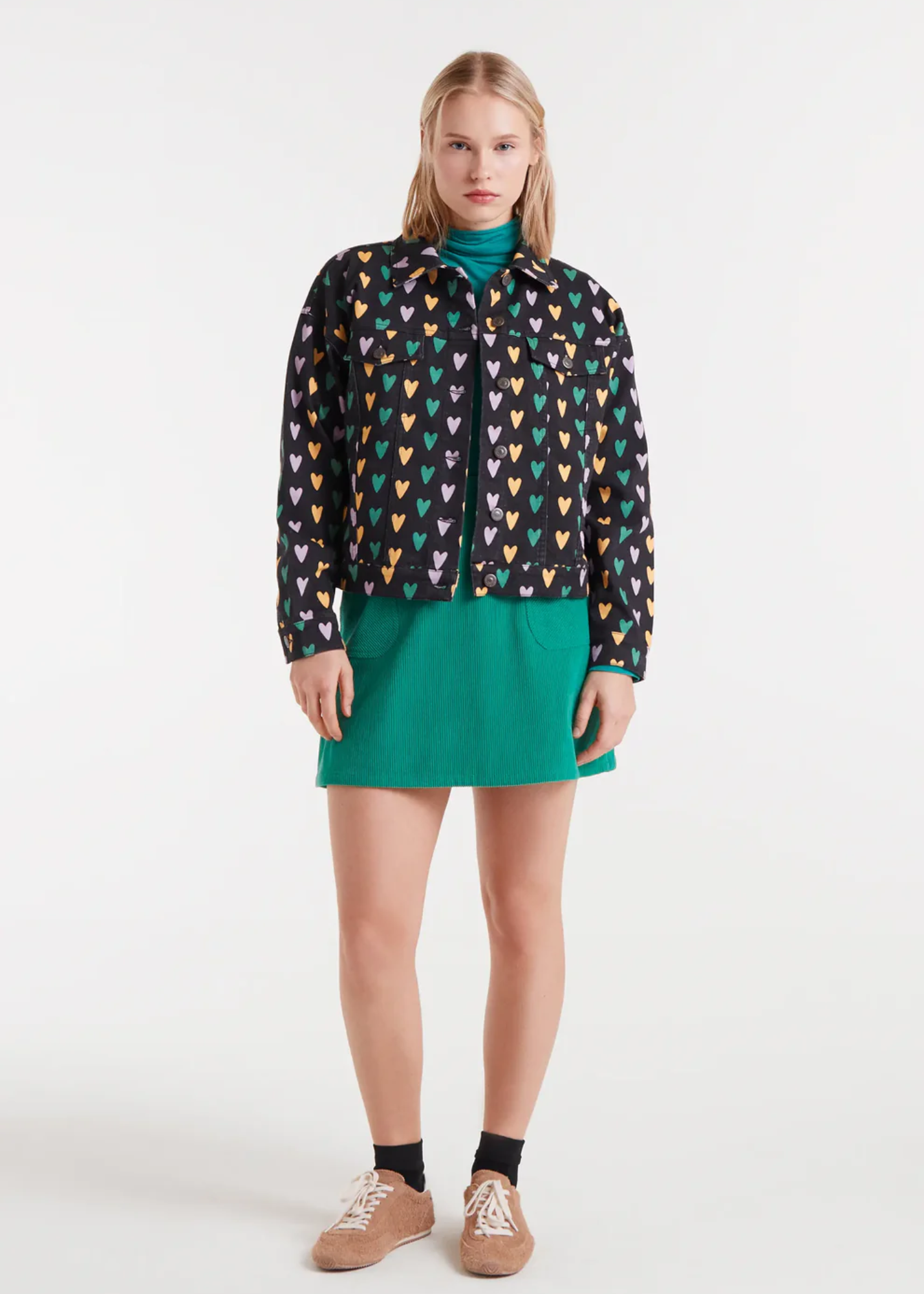 Compañia Fantastica - Pastel Heart Stretch Denim Jacket