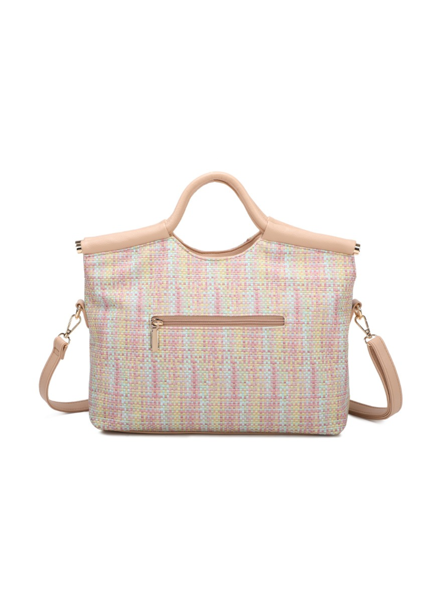 The Edit - Vintage-style Multicolour Pastel Woven Knitting-style Handbag