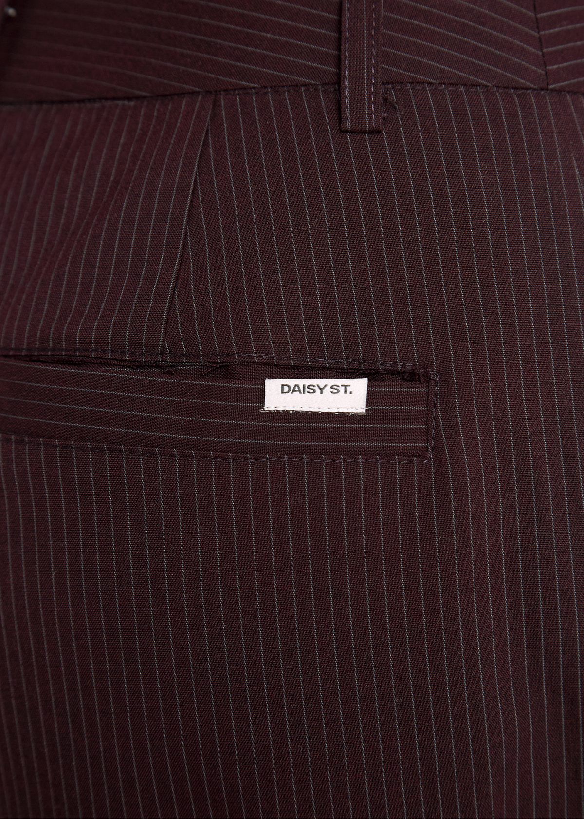 Daisy Street - Thornthread Burgundy Pinstripe Wrap Trousers