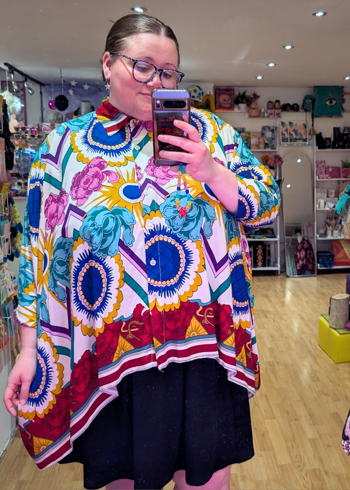 The Edit - Bold Floral Batwing Oversized Shirt