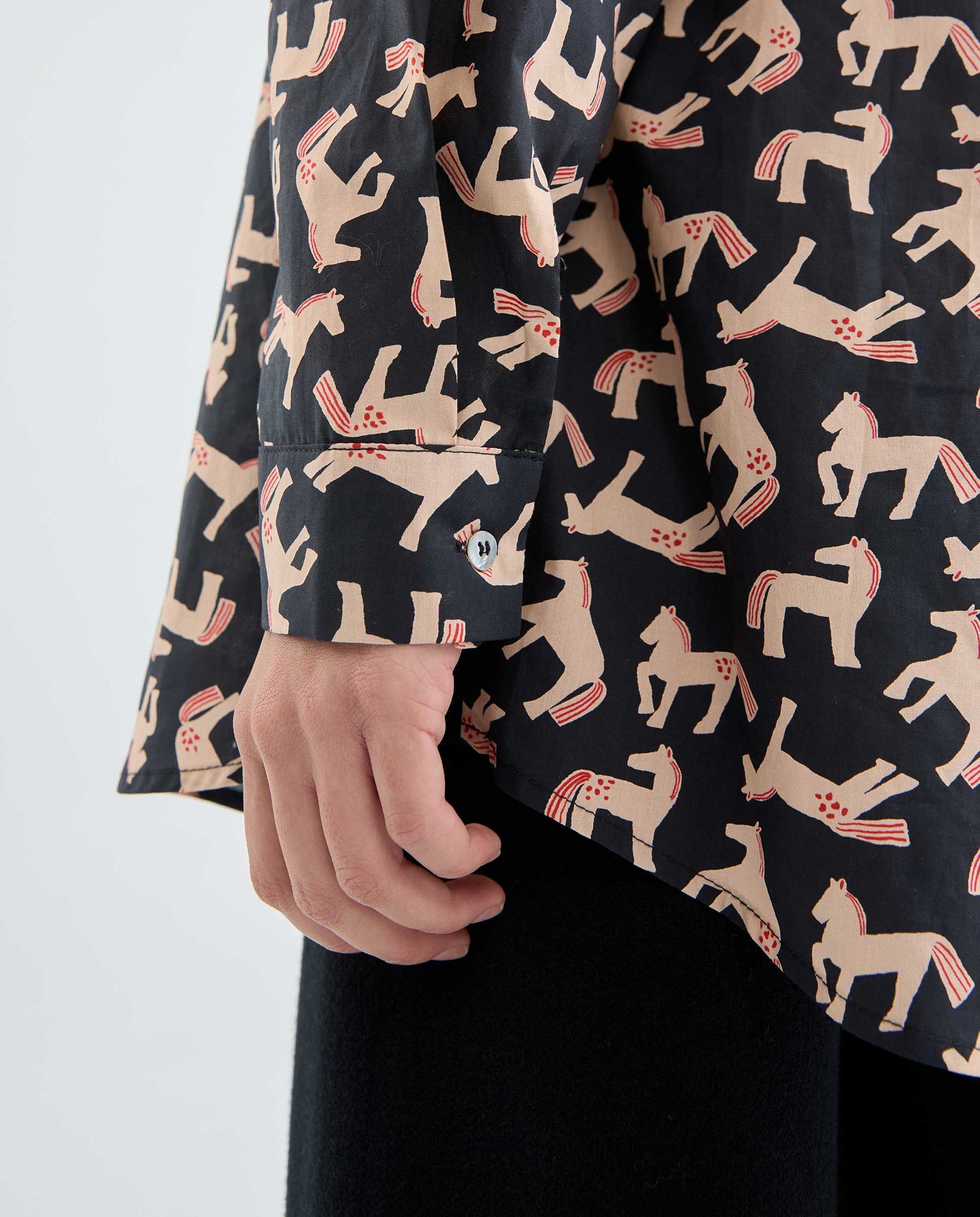 Compañia Fantastica - Oversized Poplin Shirt with Horse Print