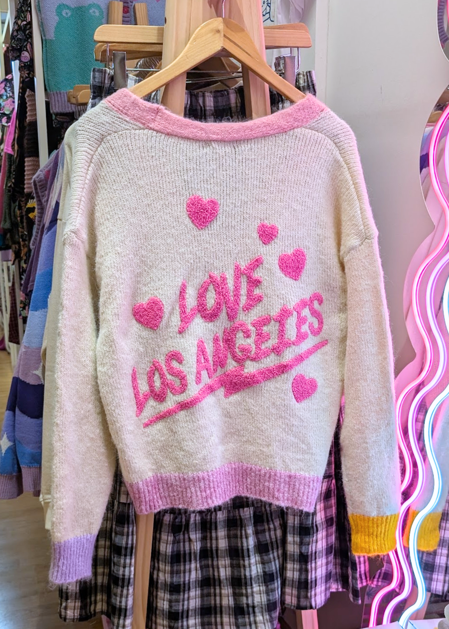 The Edit - Colourblock Love LA Cardigan in Cream