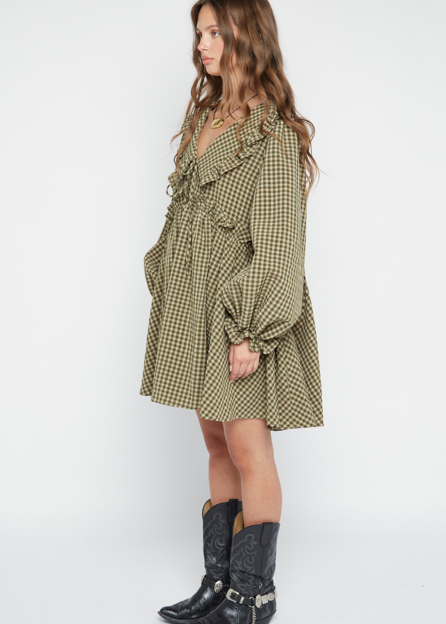 Daisy Street - Khaki Check Noa Mini Dress