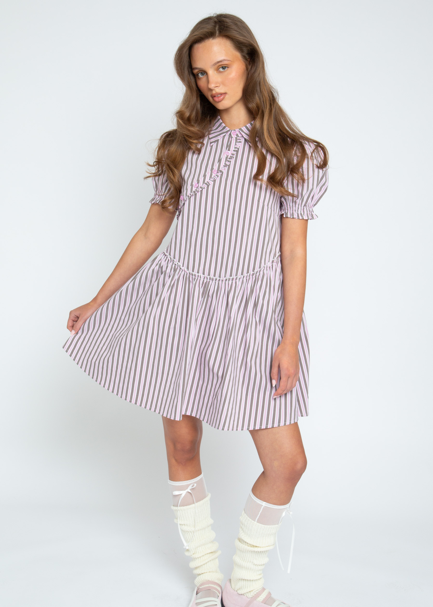 Daisy Street - Cherub Pink Stripe Mini Dress