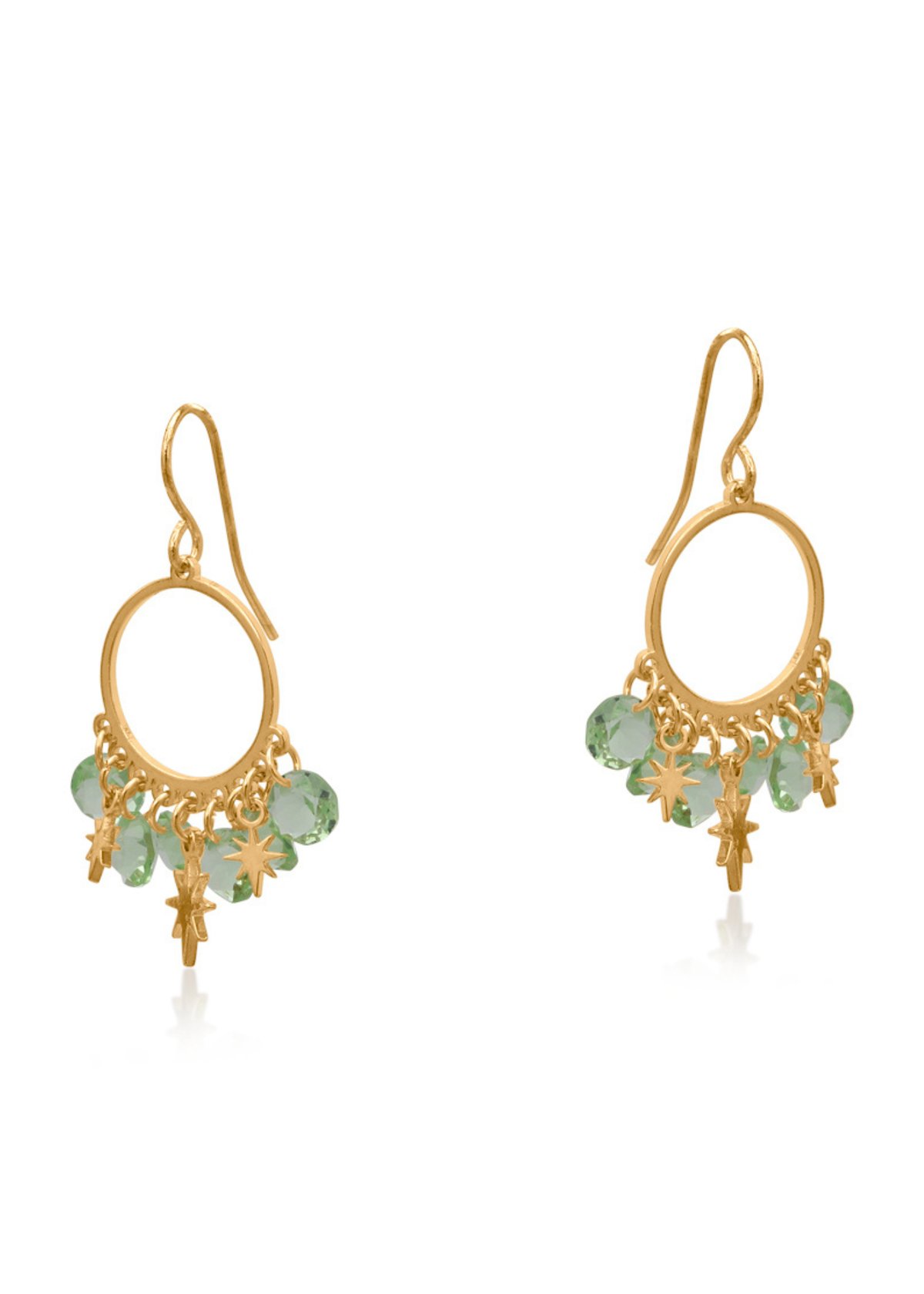 Big Metal London - Stars and Green Crystal Earrings