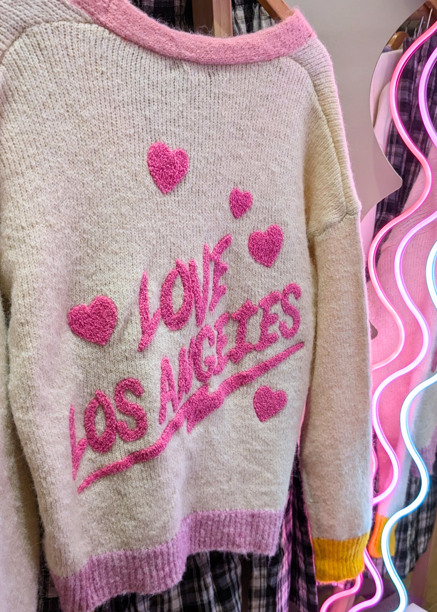 The Edit - Colourblock Love LA Cardigan in Cream
