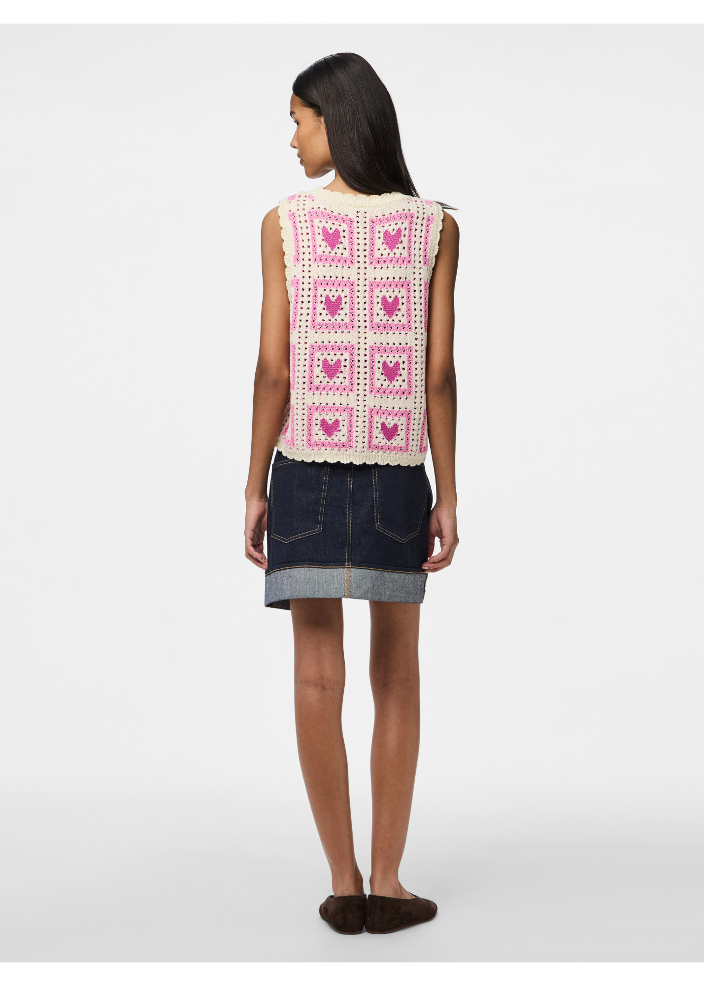 Pieces - Pink Heart Knitted Sweater Vest