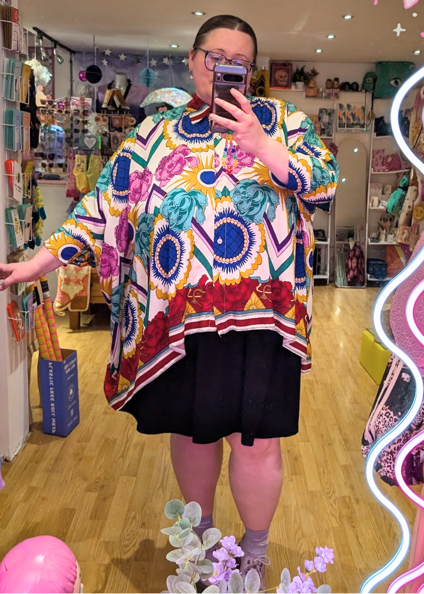 The Edit - Bold Floral Batwing Oversized Shirt