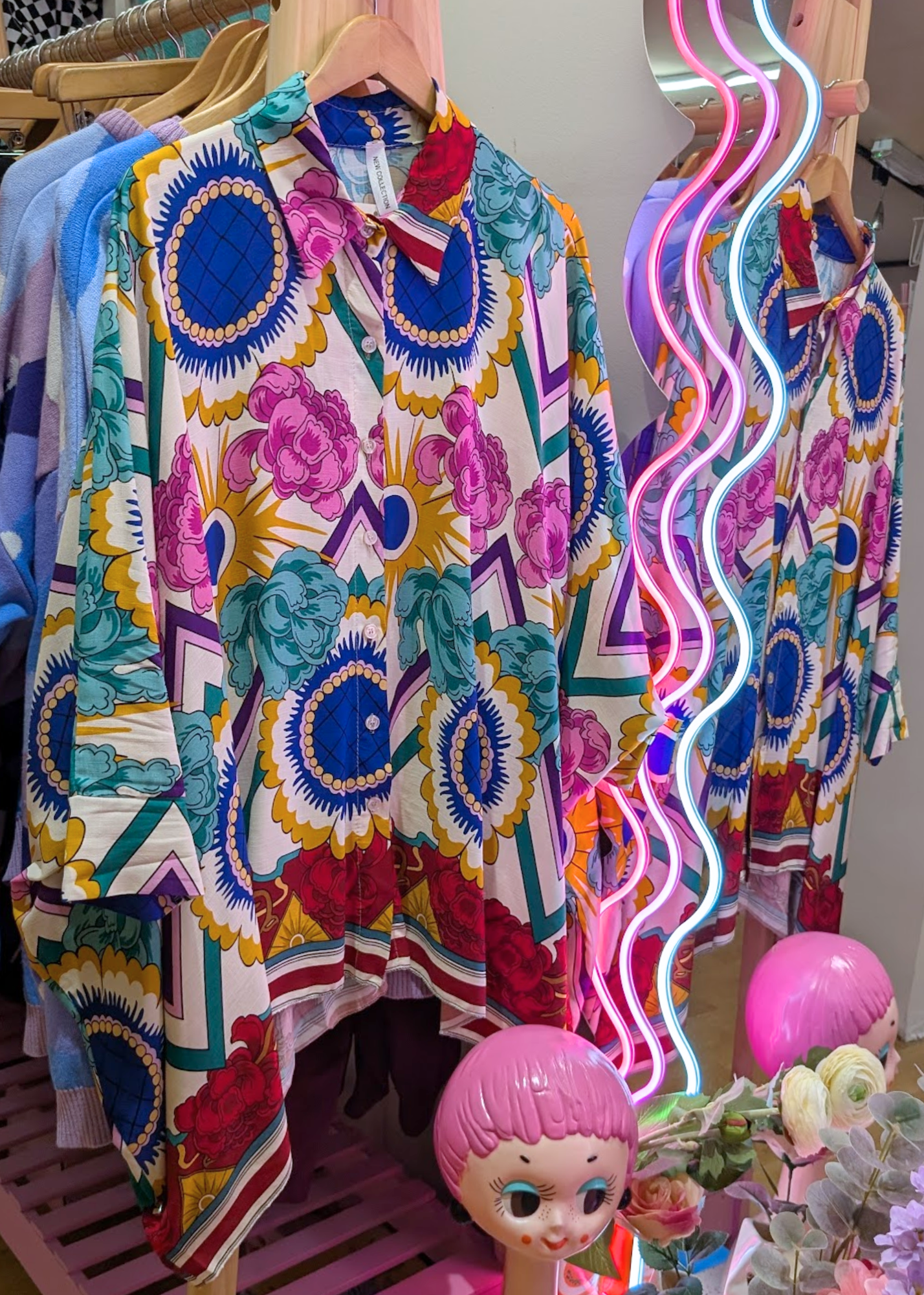 The Edit - Bold Floral Batwing Oversized Shirt