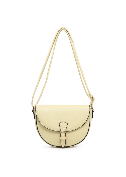 The Edit - Faux Leather Saddle Bag in Pastel Lemon
