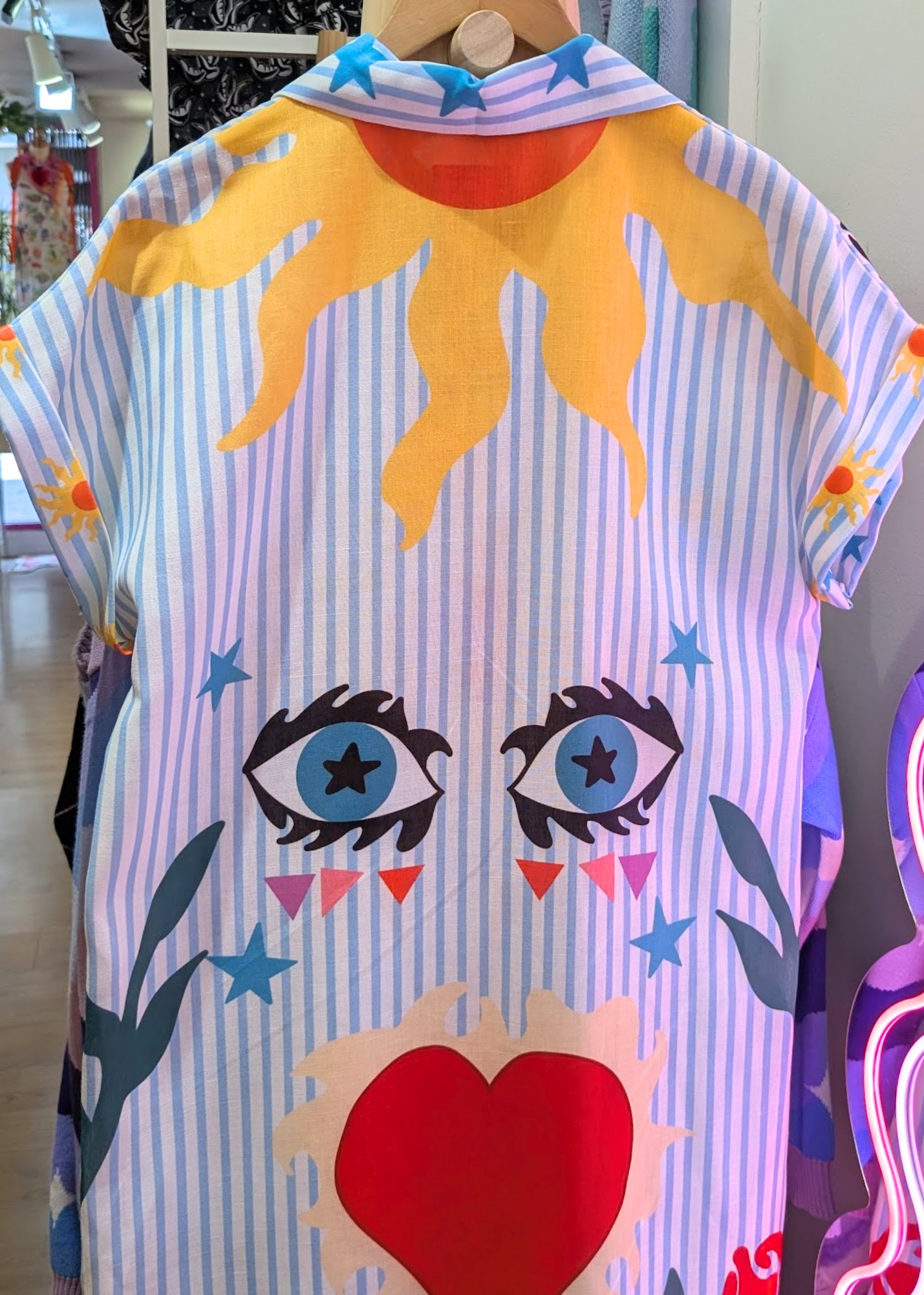 The Edit - Stripe Shirt Dress with Cosmic Summer Print