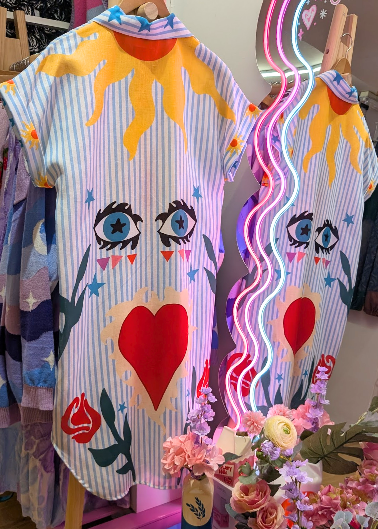 The Edit - Stripe Shirt Dress with Cosmic Summer Print