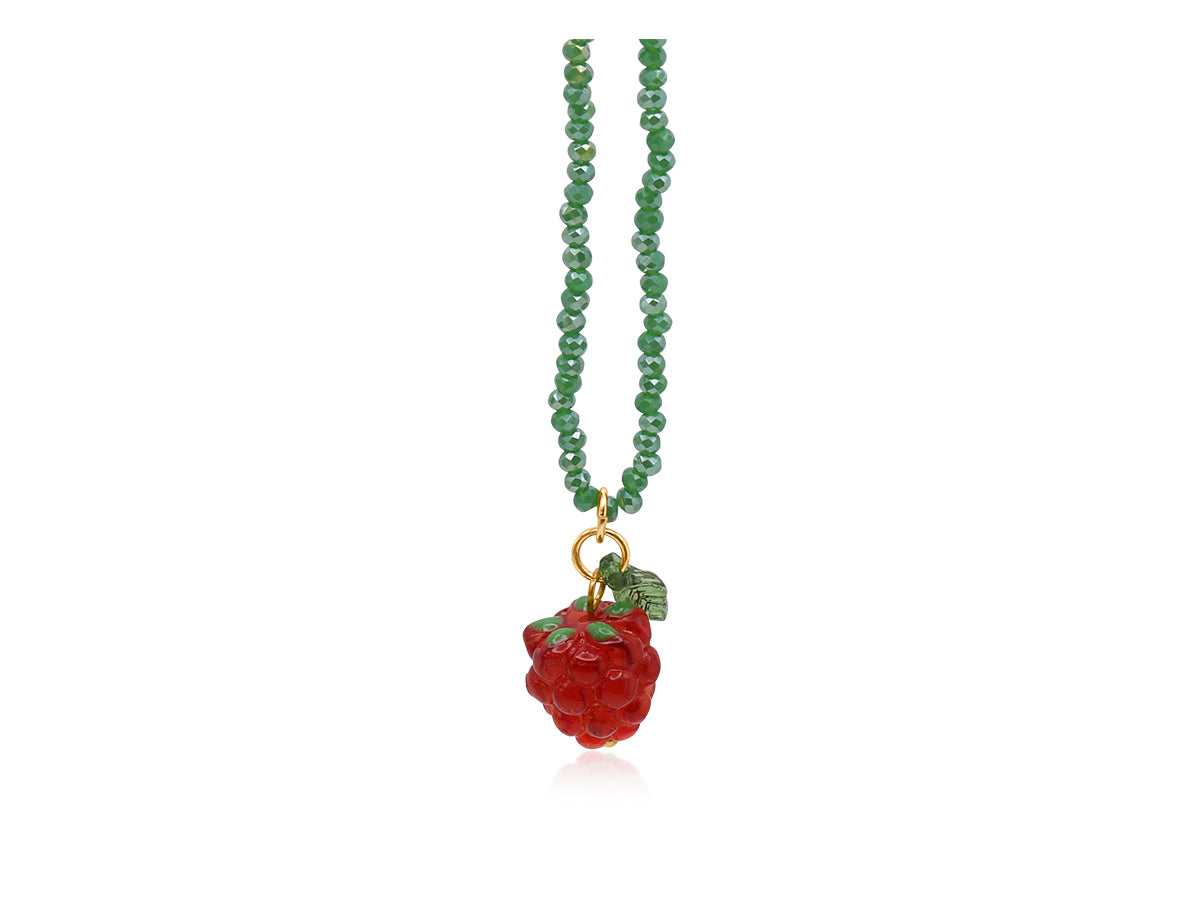 Big Metal London - Raspberry Green Beaded Necklace