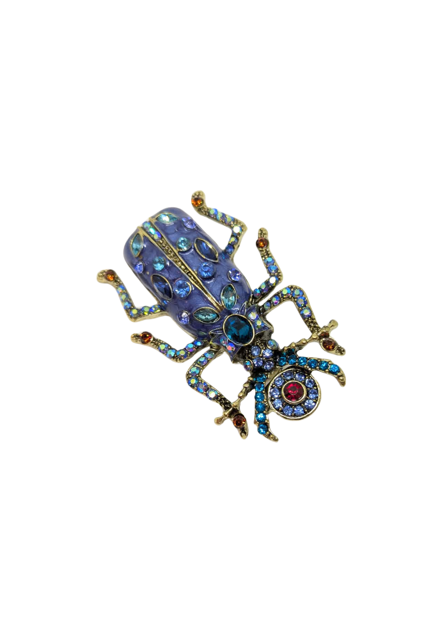 The Edit - XL Bejeweled Scarab Beetle Brooch in Blue