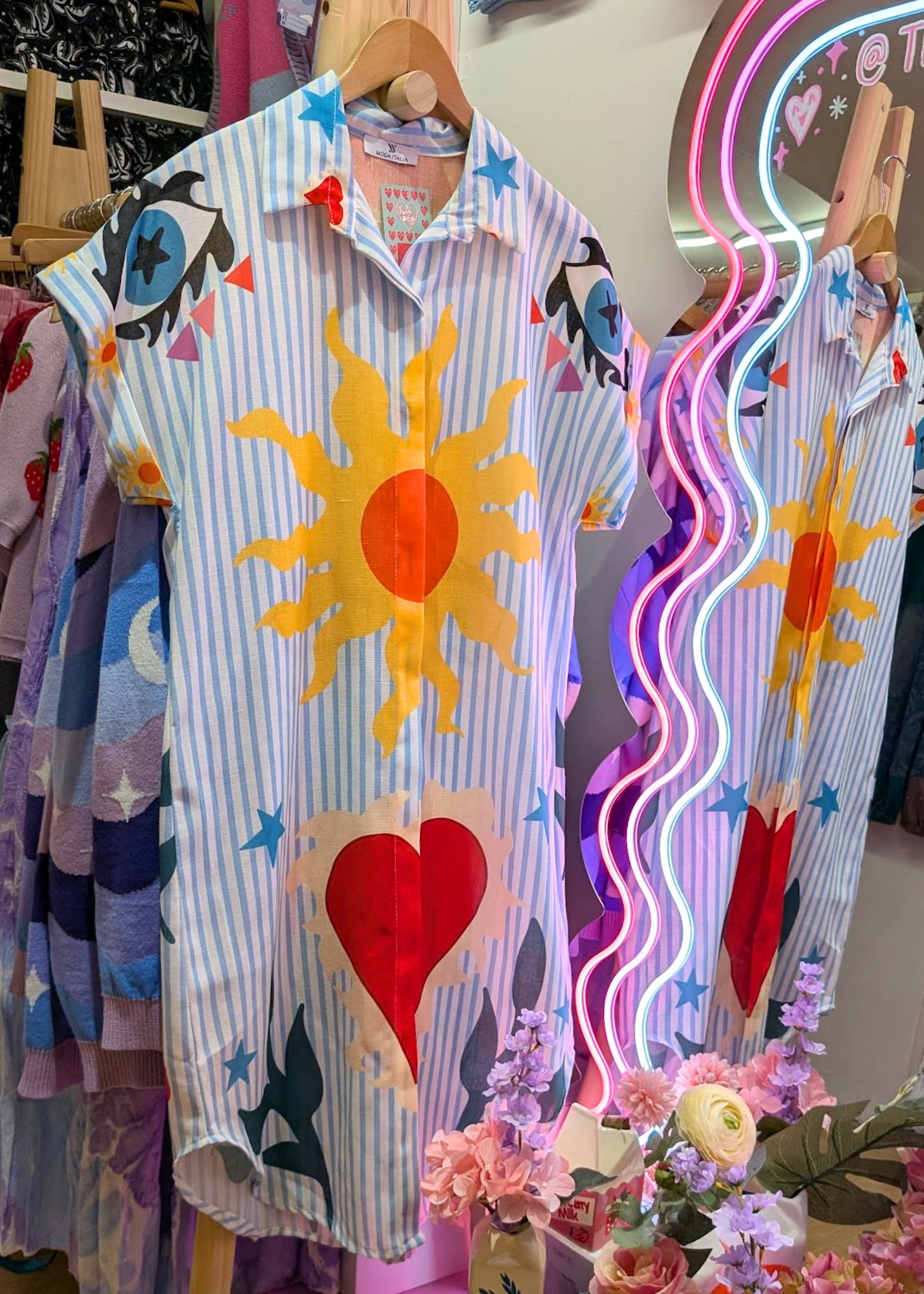The Edit - Stripe Shirt Dress with Cosmic Summer Print