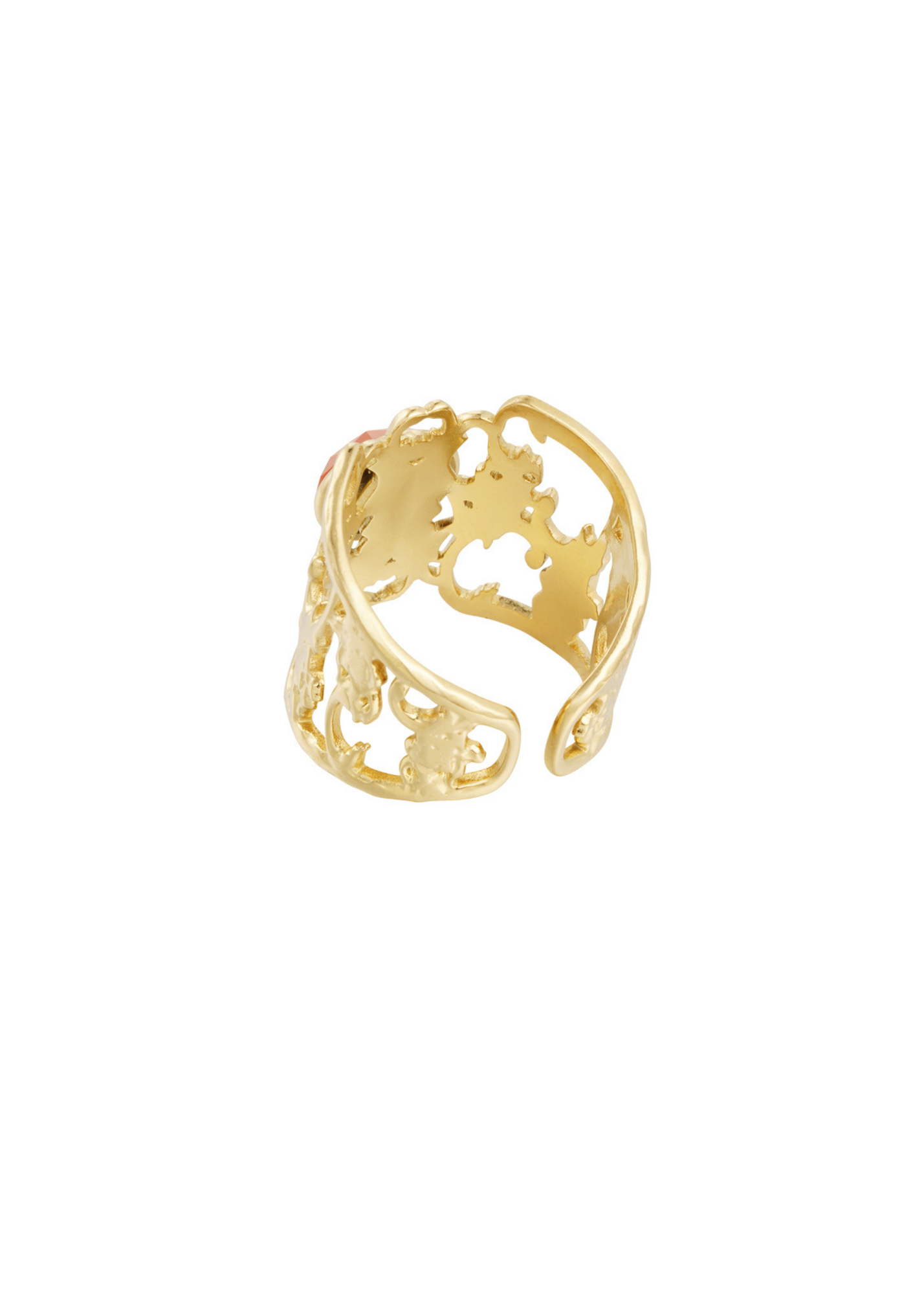 The Edit - Dainty Filigree Red Stone Ring