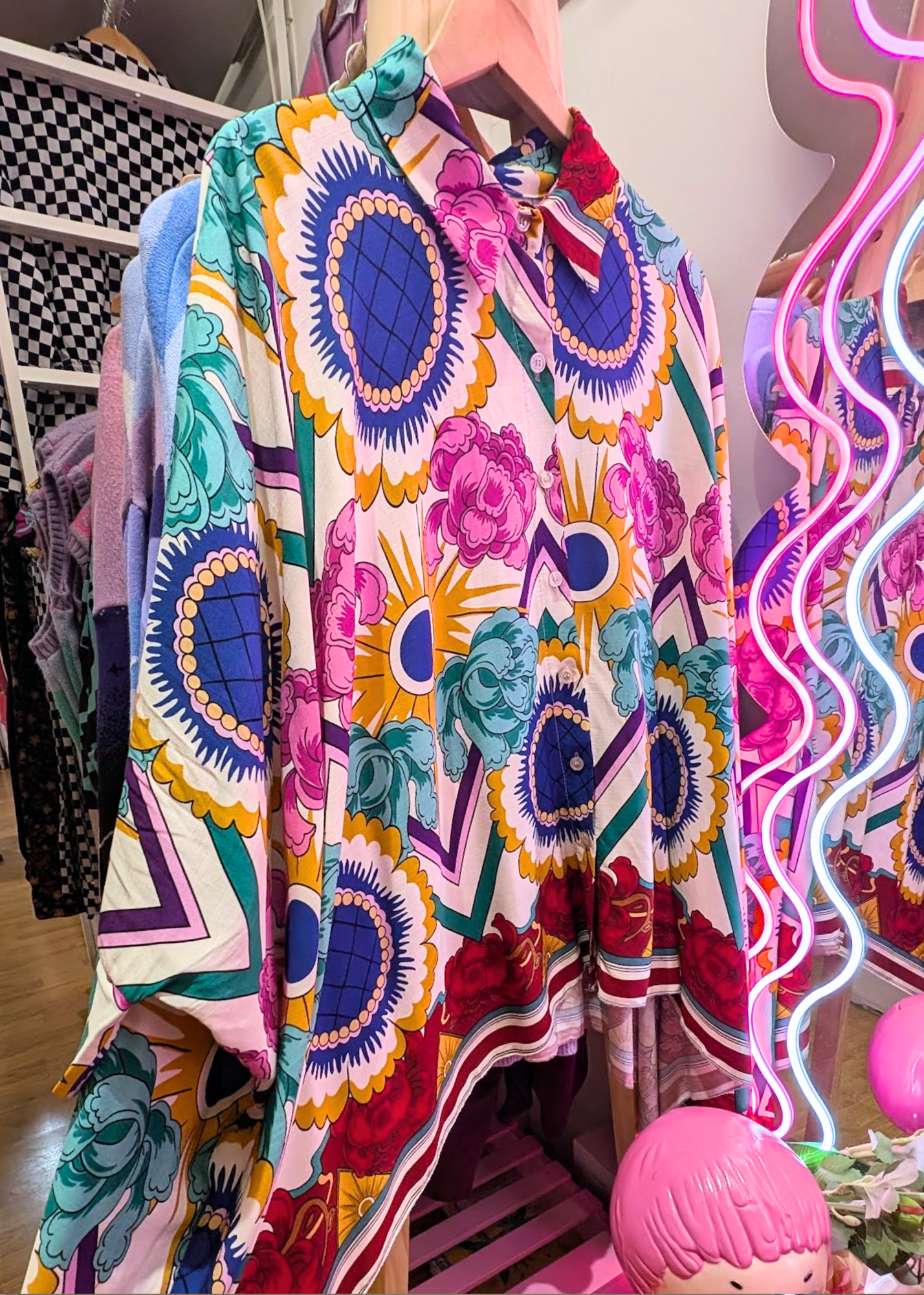 The Edit - Bold Floral Batwing Oversized Shirt