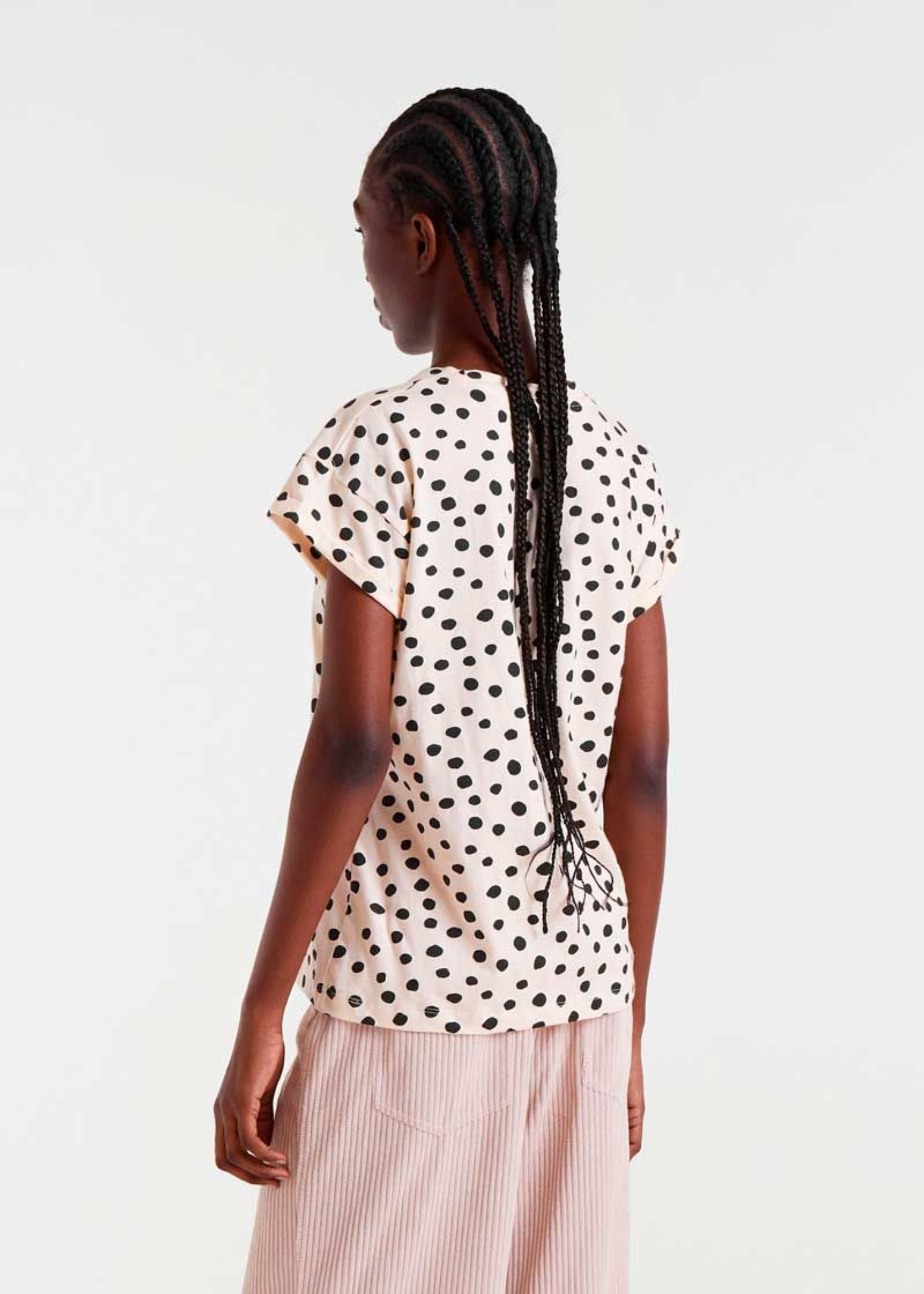 Compañia Fantastica - Cream & Black Spot Tee with Flocked Leopard
