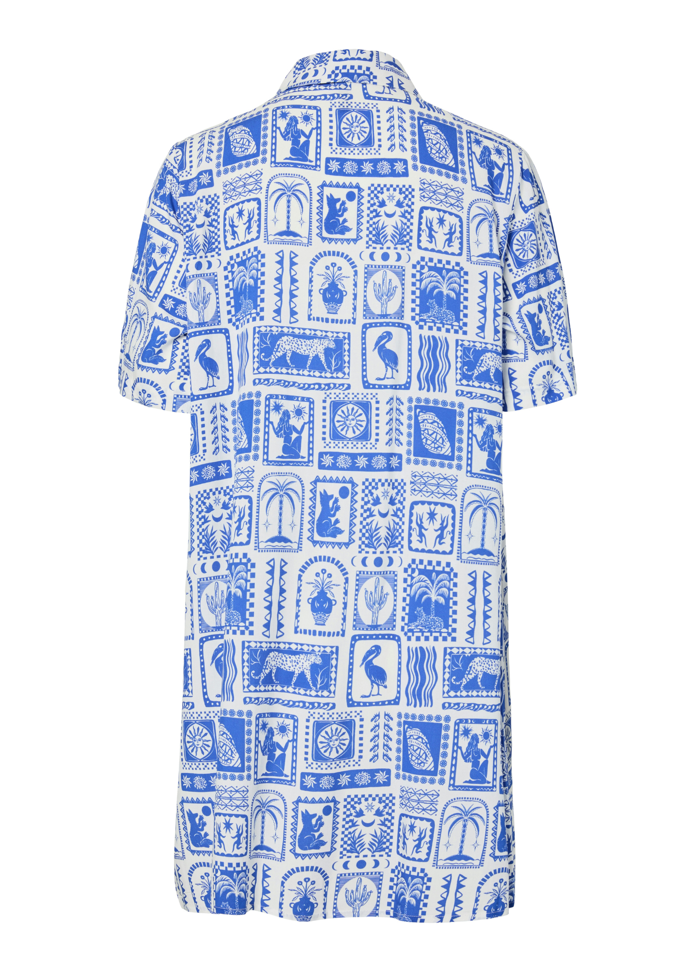 Pieces - Mosaic Mini Shirt Dress in Blue