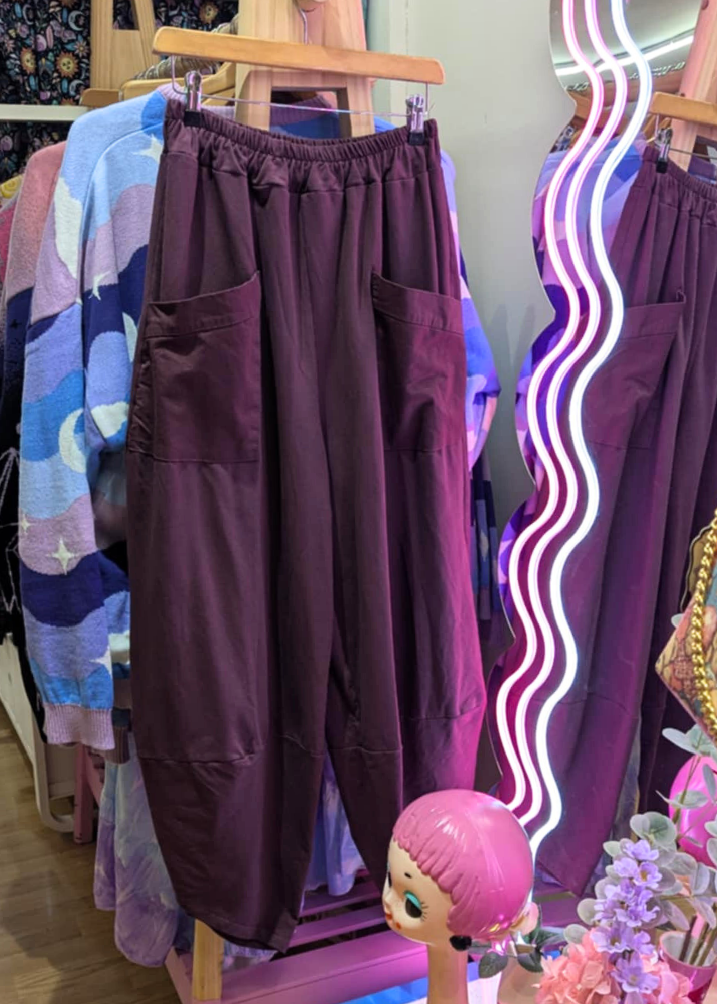 The Edit - Maroon Cropped Cocoon Trousers