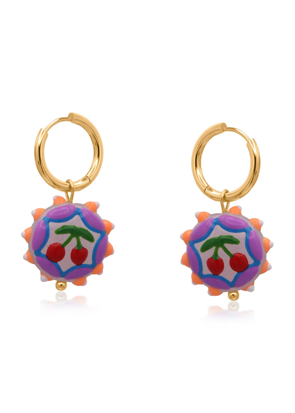 Big Metal London - Vivid Cherry Charm Earrings