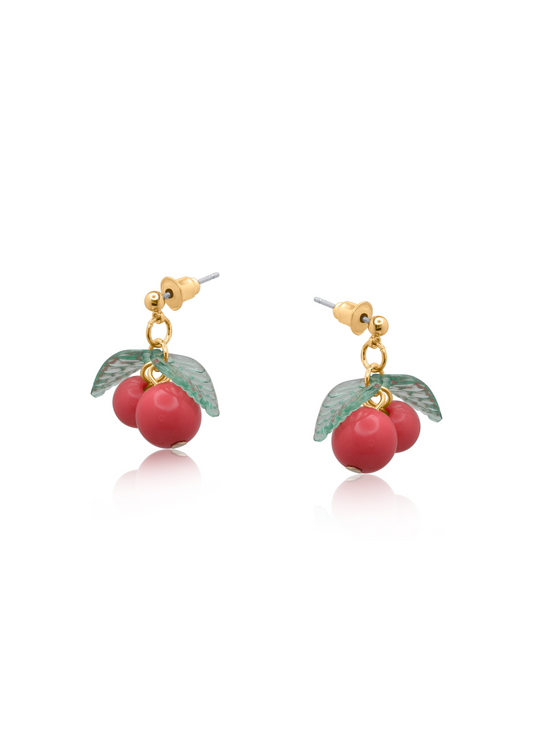 Big Metal London - Small Pink Cherry Earrings