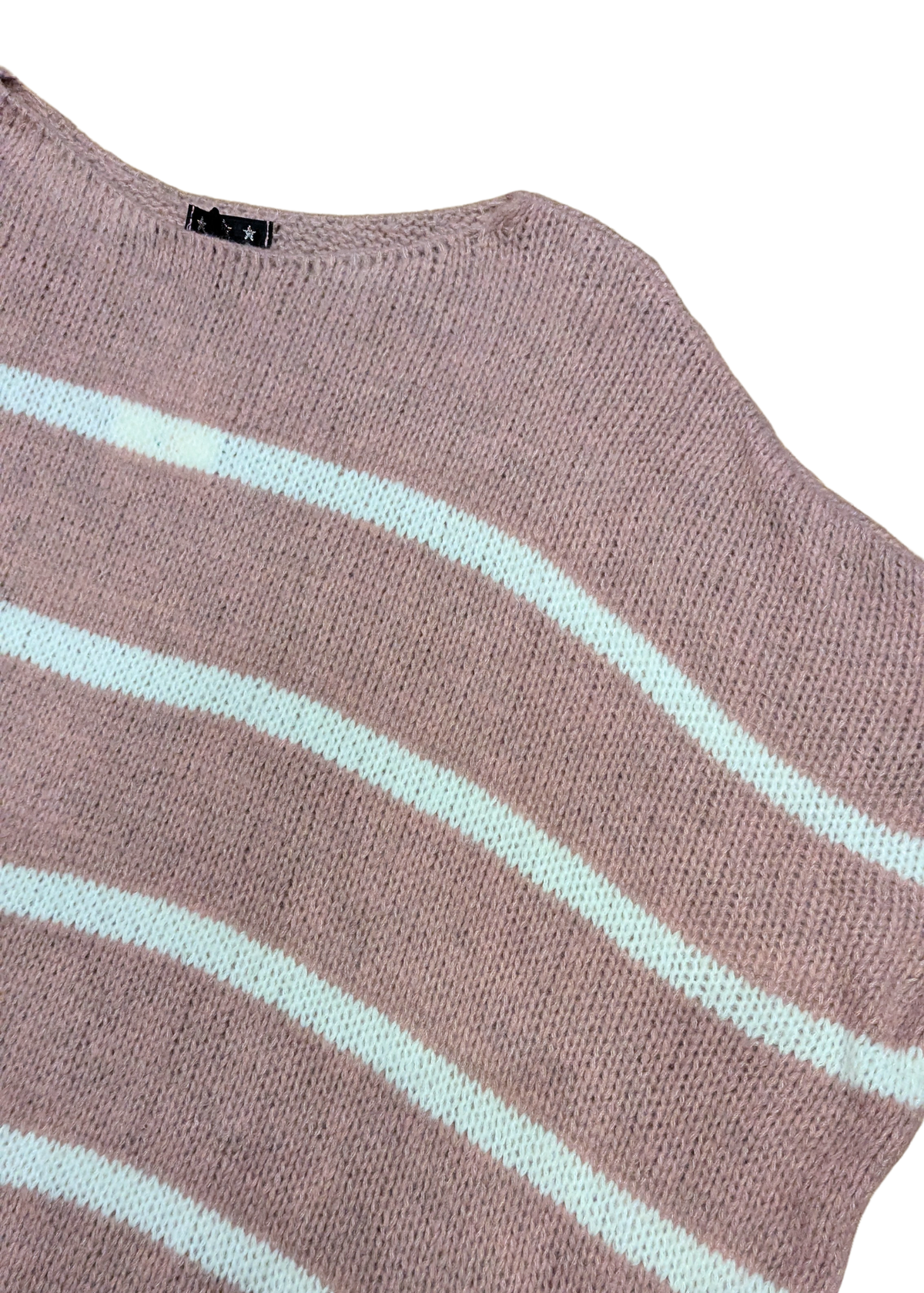 The Edit - Mauve and White Stripe ¾ Sleeve Jumper