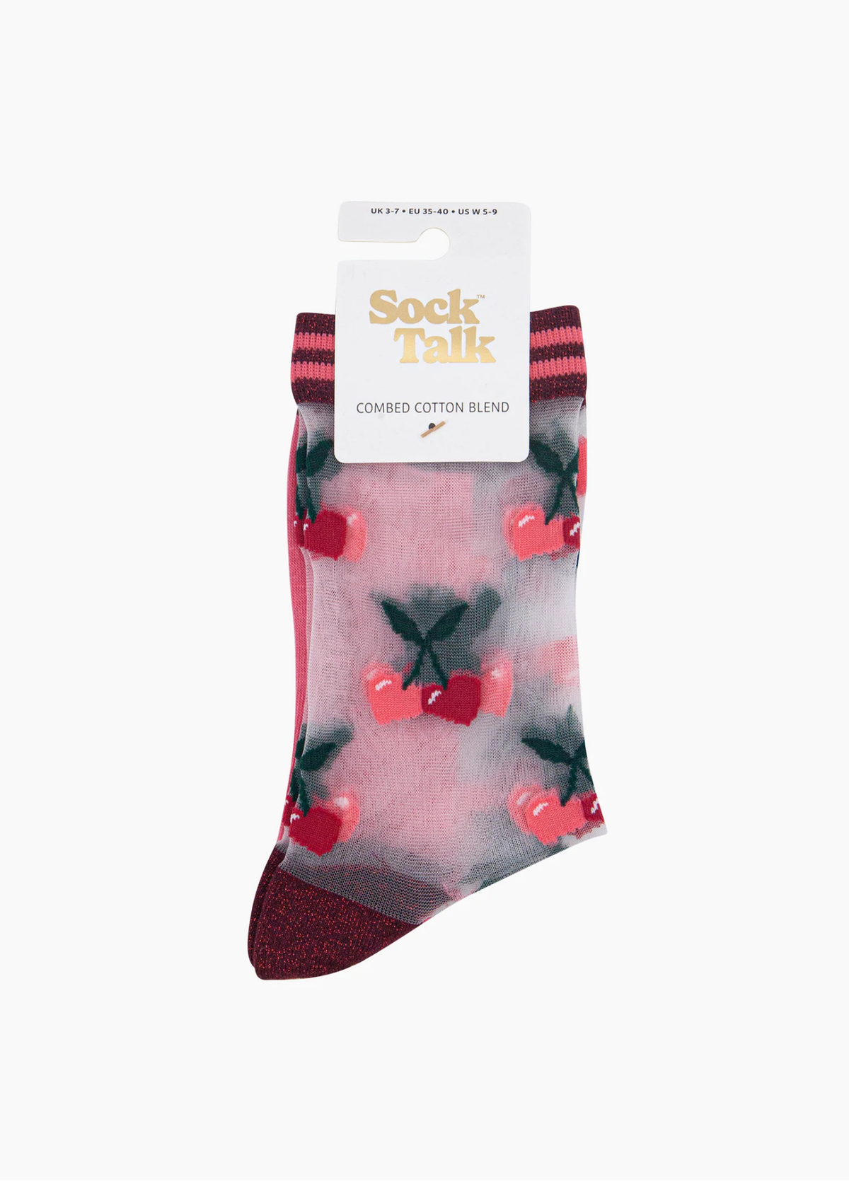 Sock Talk - Burgundy & Pink Cherry Sheer Socks
