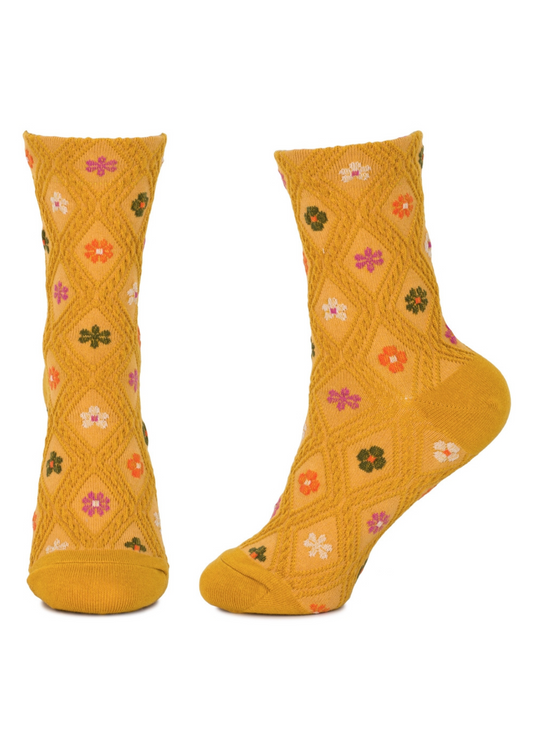 Joe Cool - Mustard Floral Embossed Socks