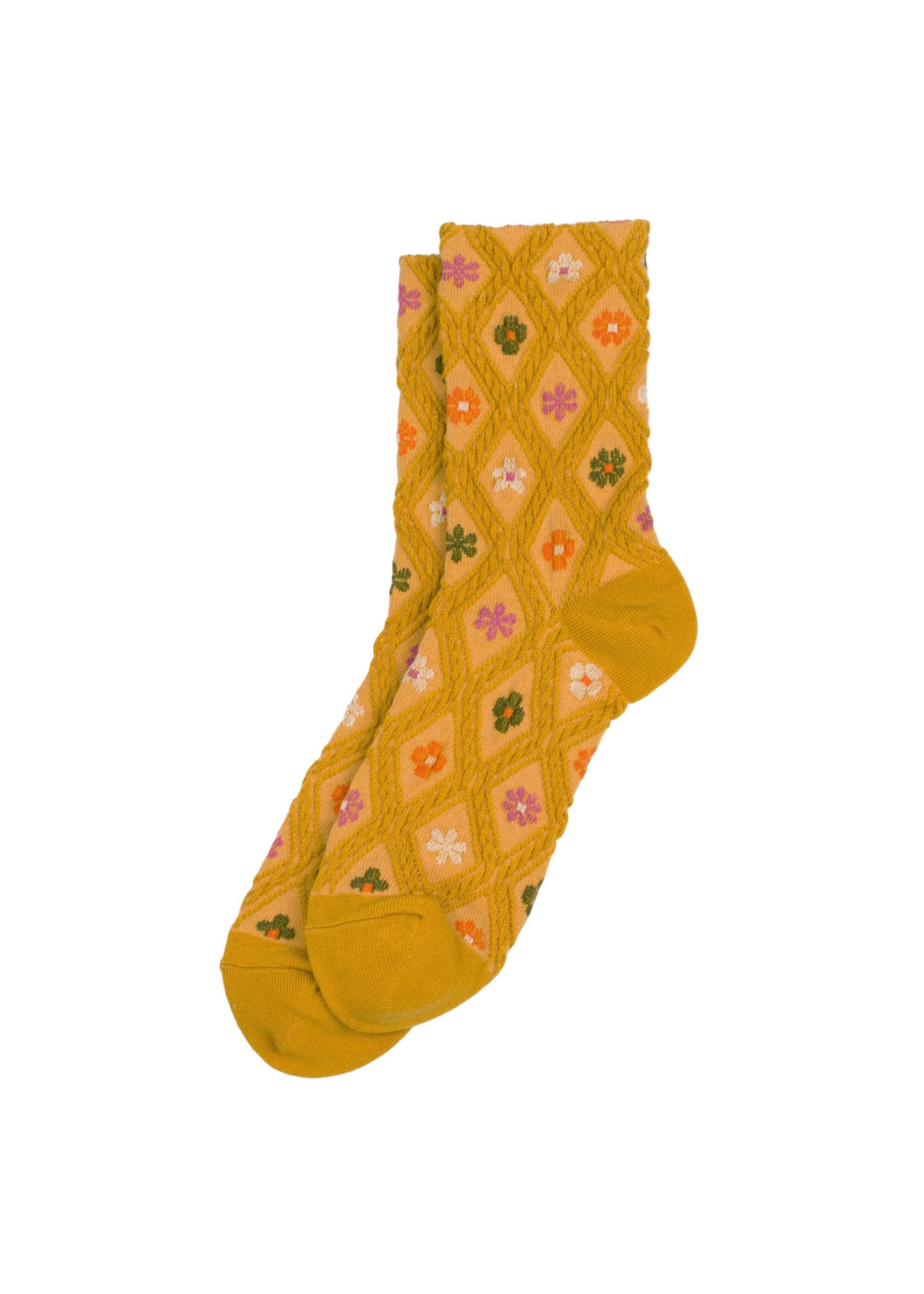 Joe Cool - Mustard Floral Embossed Socks