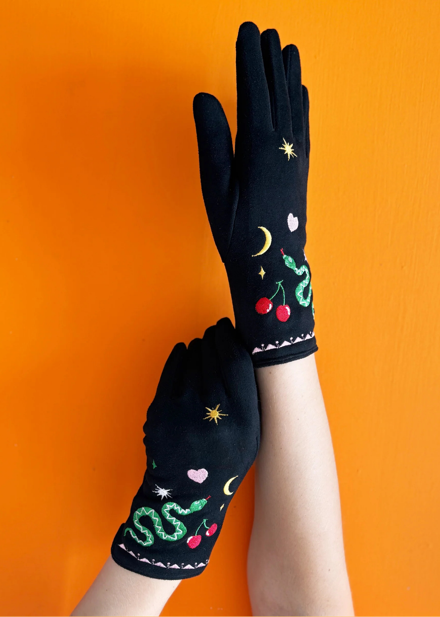 House of Disaster - Inked Embroidered Snake Gloves