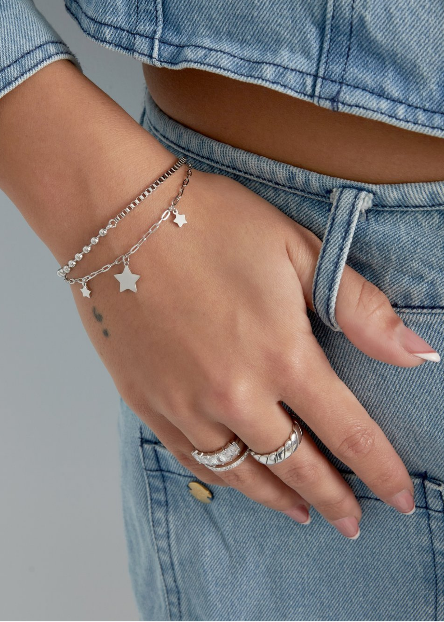 The Edit - Shining Stars Double Bracelet in Silver