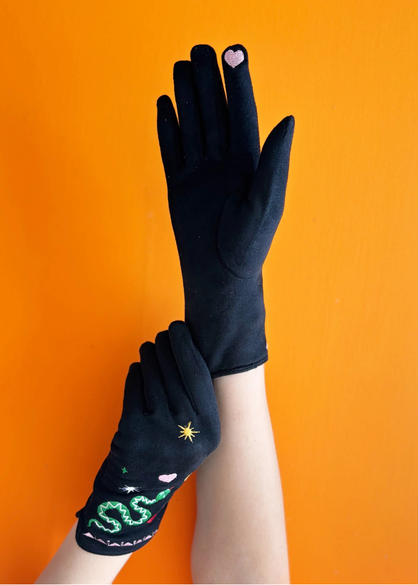 House of Disaster - Inked Embroidered Snake Gloves