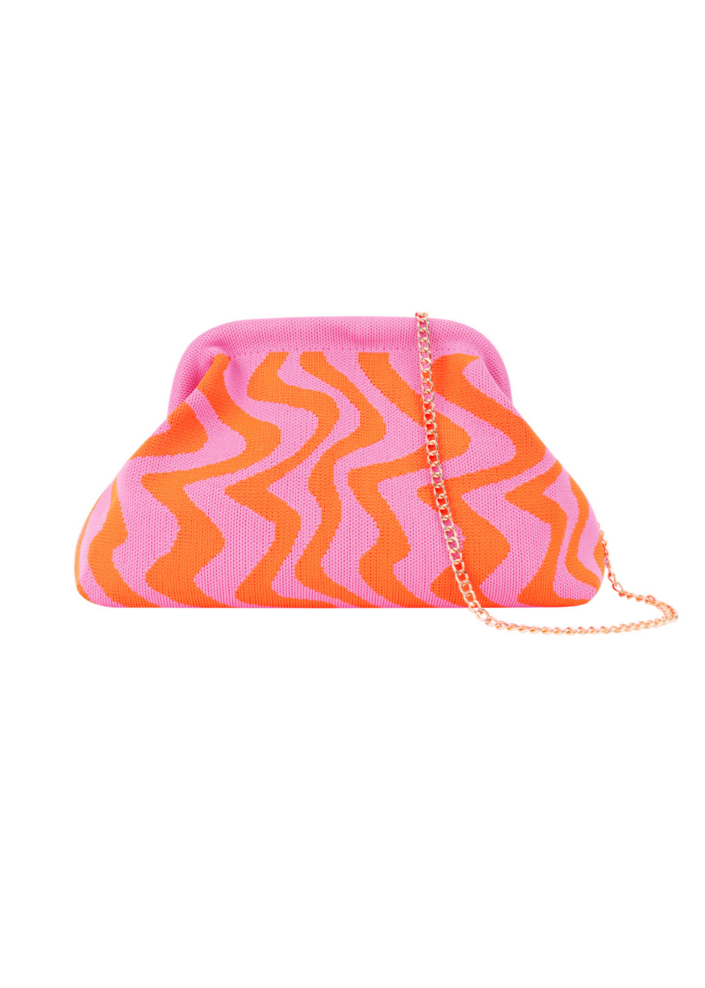 The Edit - Wavy Graphic Clutch Bag in Pink and Orange